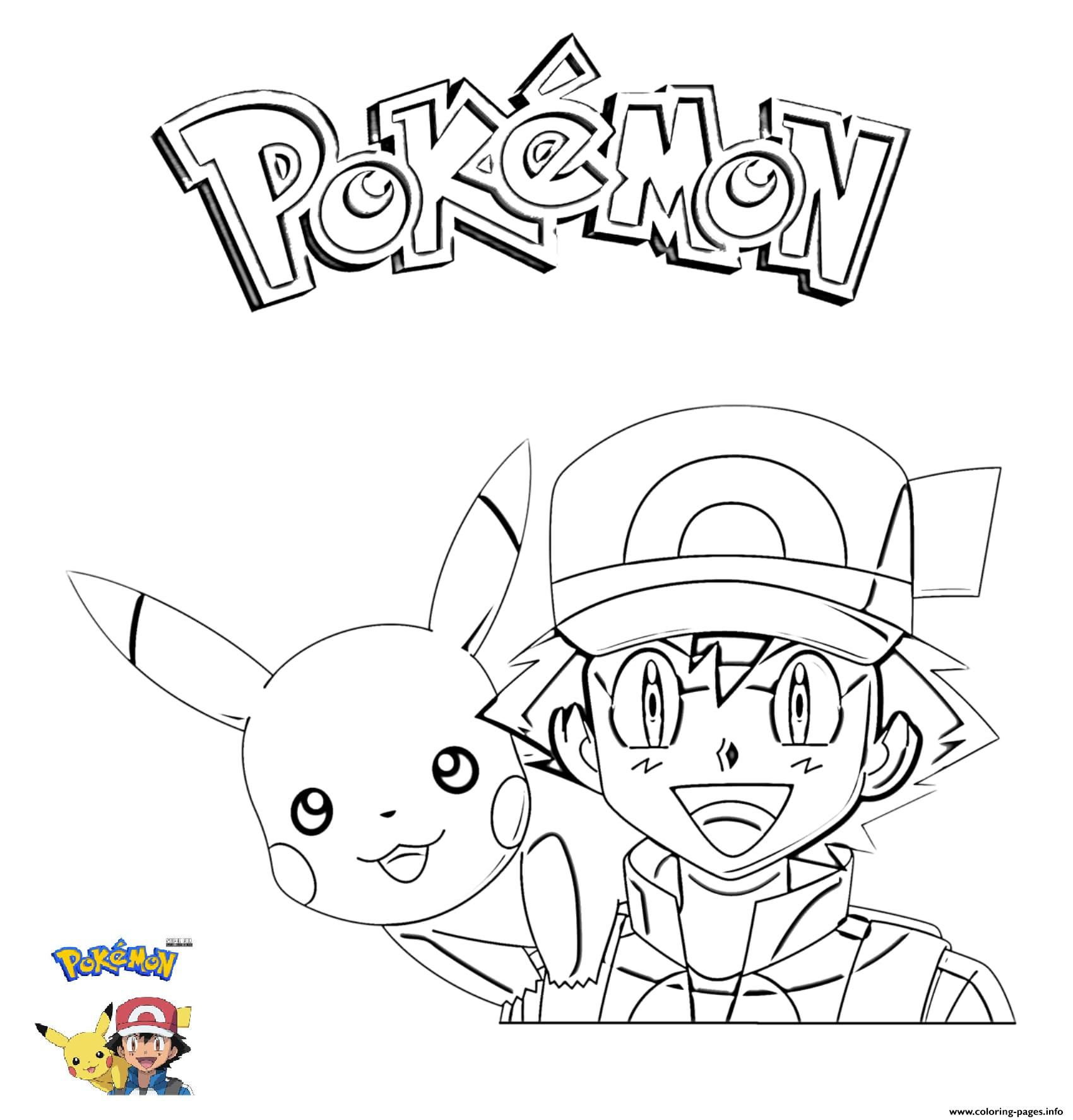 2 Ash And Pikachu Pokemon Coloring Pages Printable