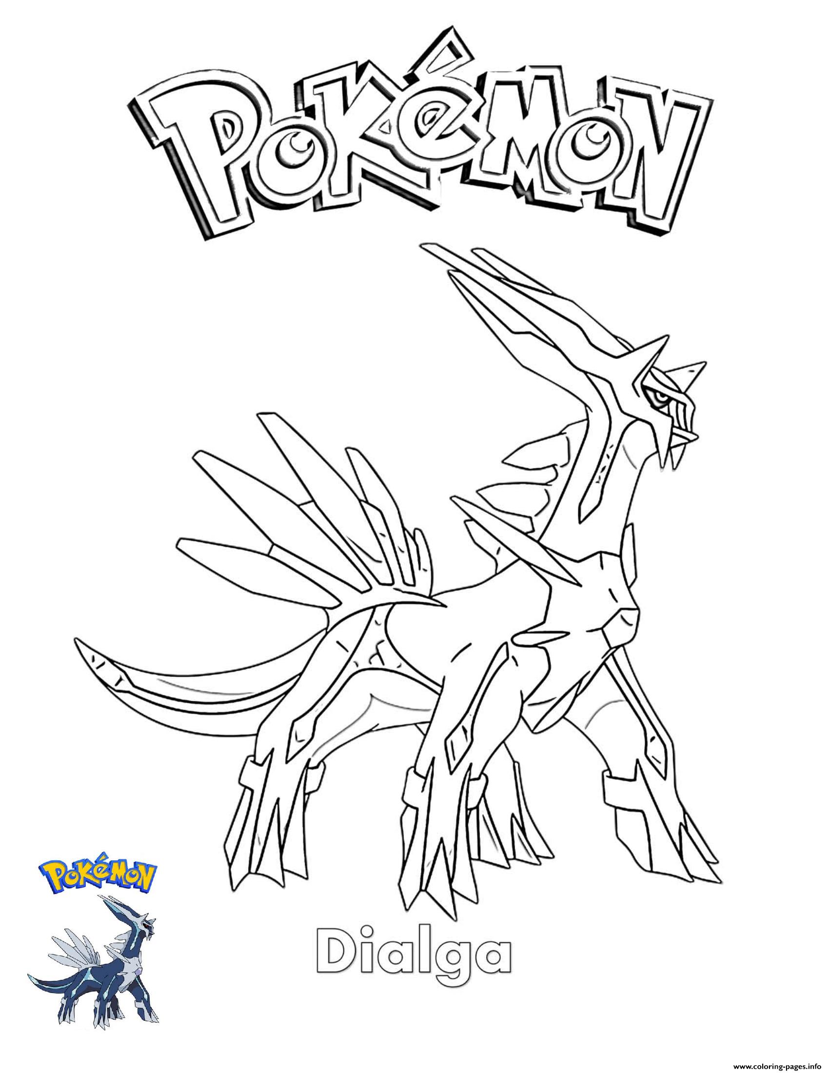 dialga coloring page in black and white pokemon