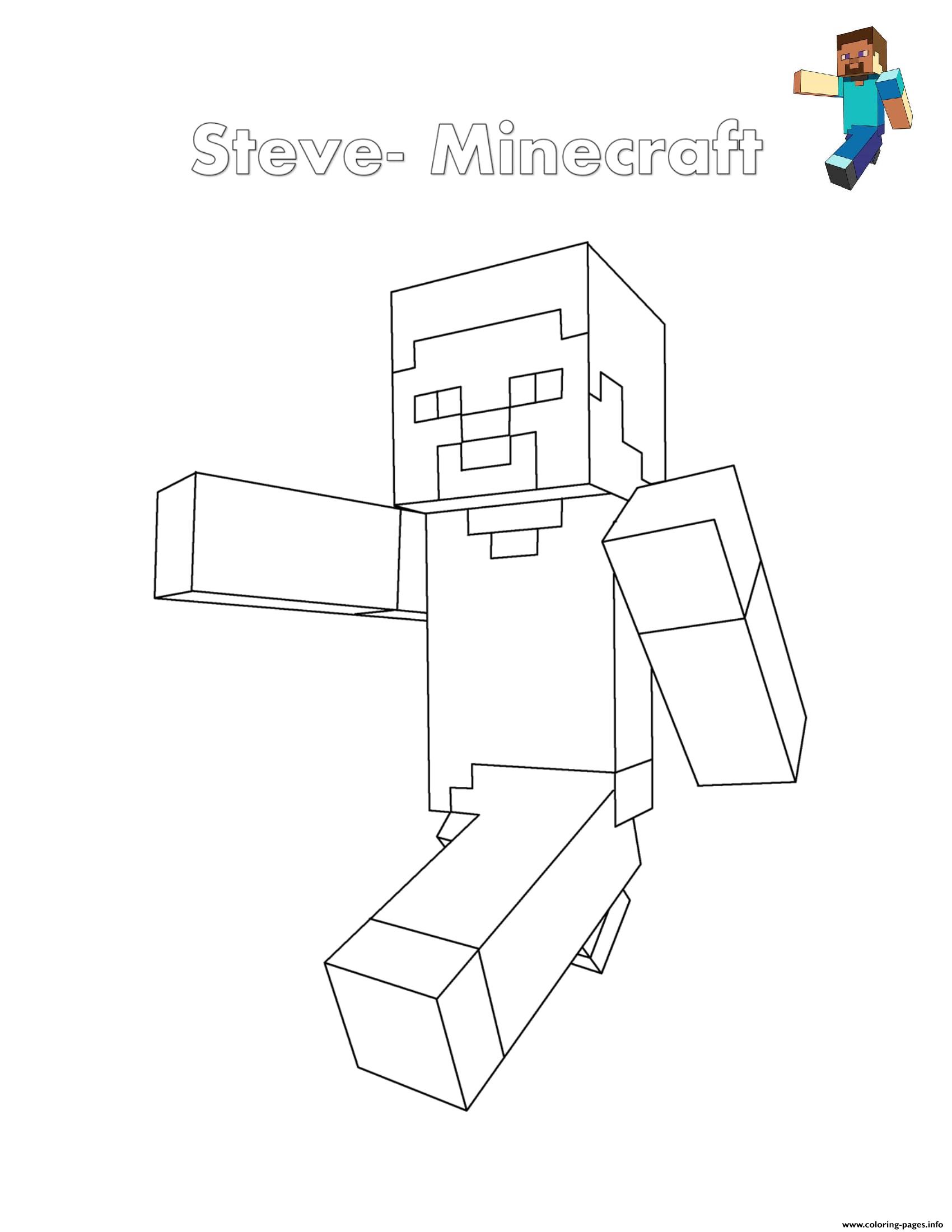 minecraft coloring pages steve