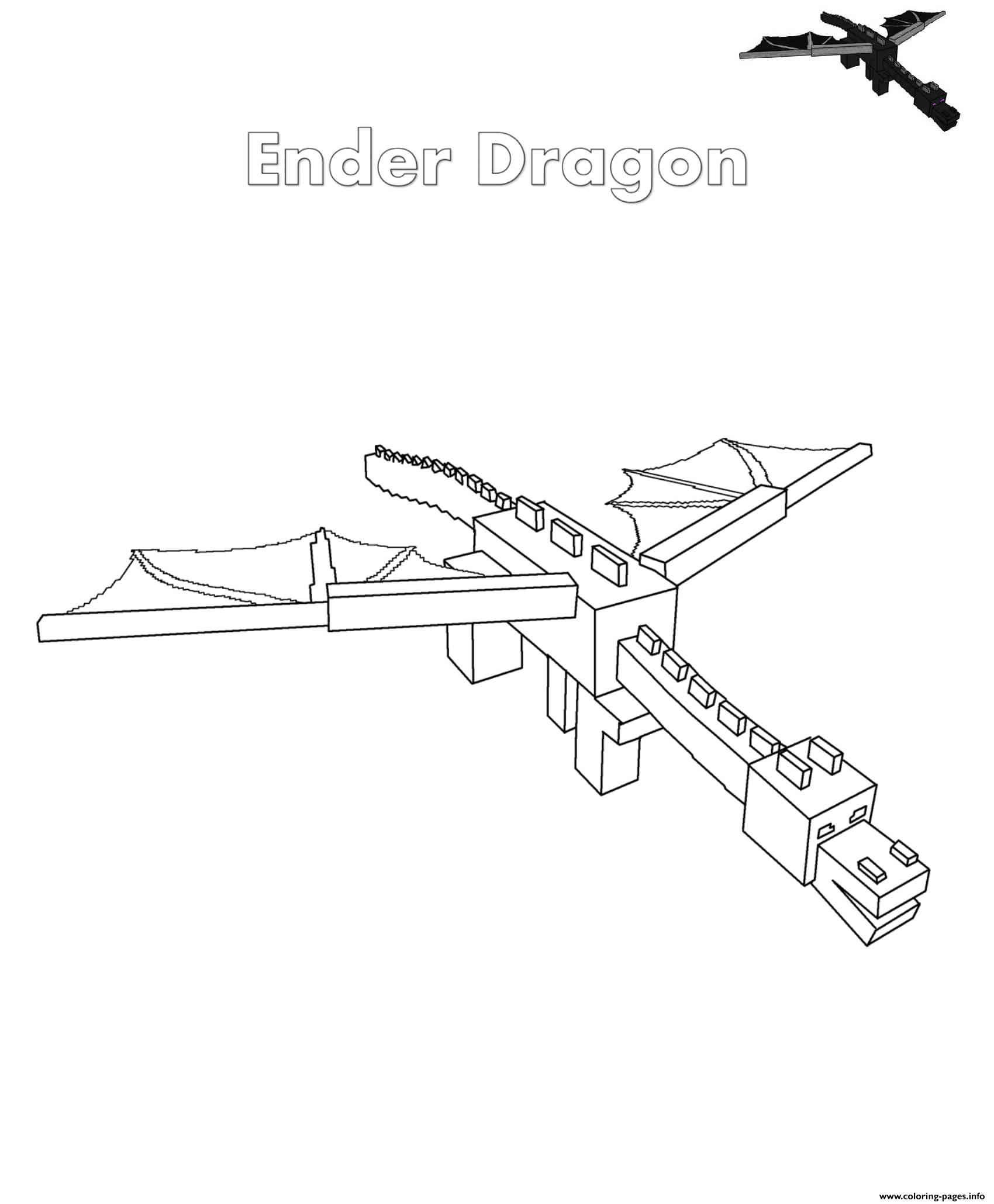 ender dragon minecraft coloring pages printable