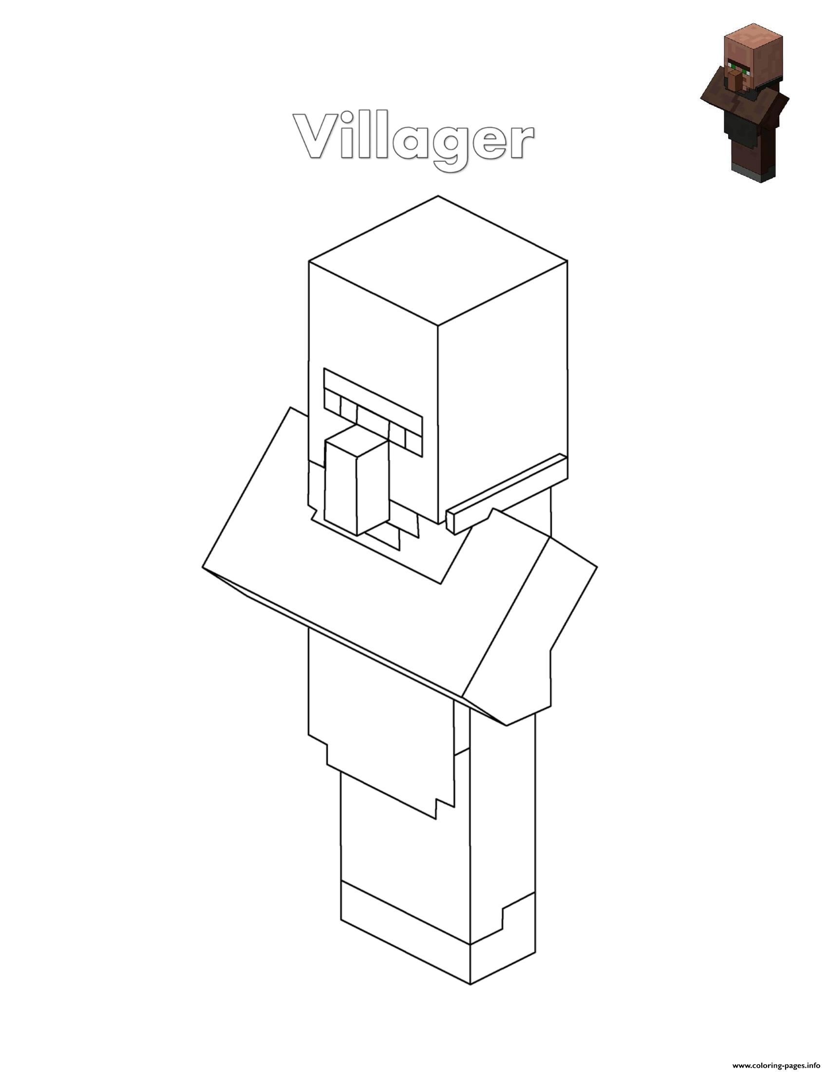 Villager Minecraft Coloring Page Printable