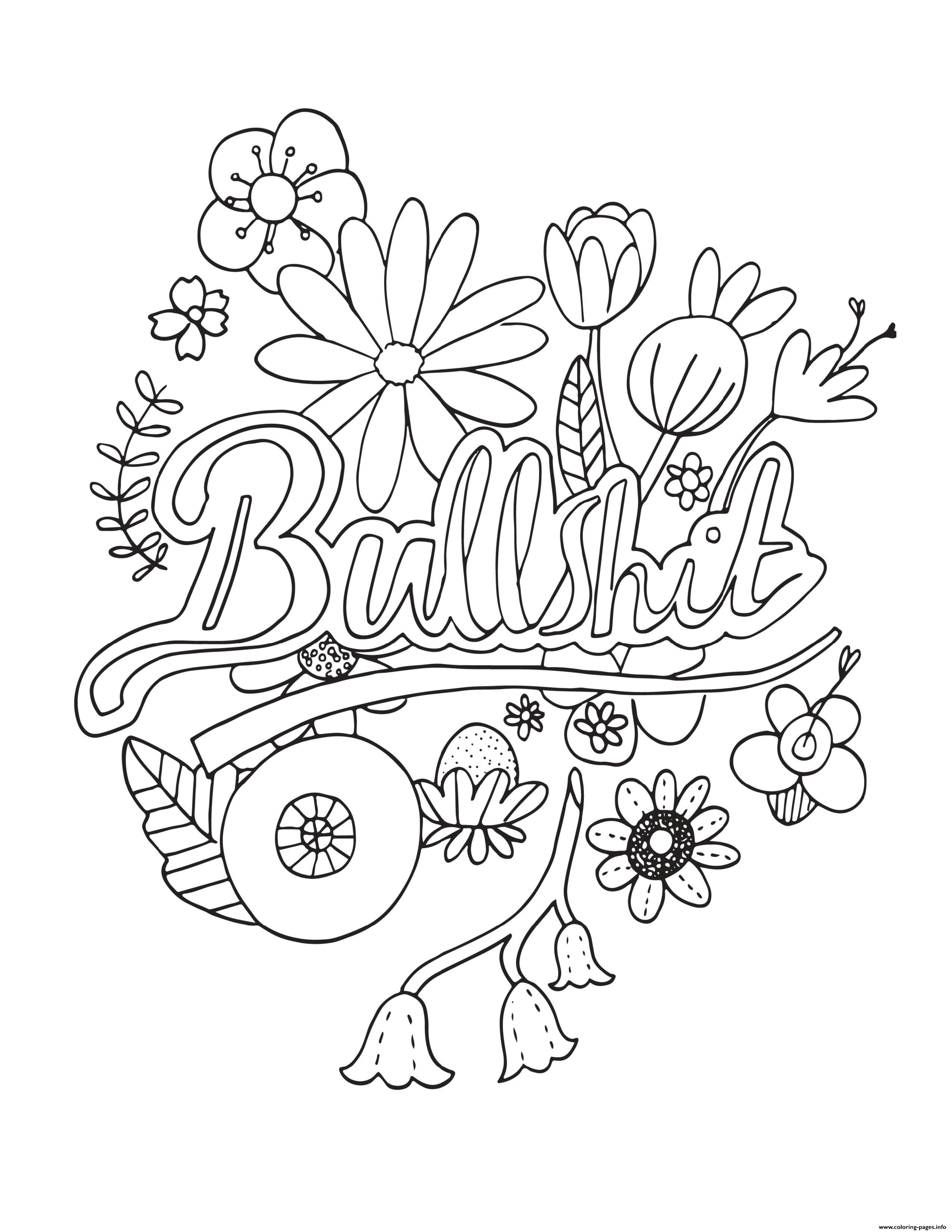 Bullshit Swear Word Coloring Pages Printable