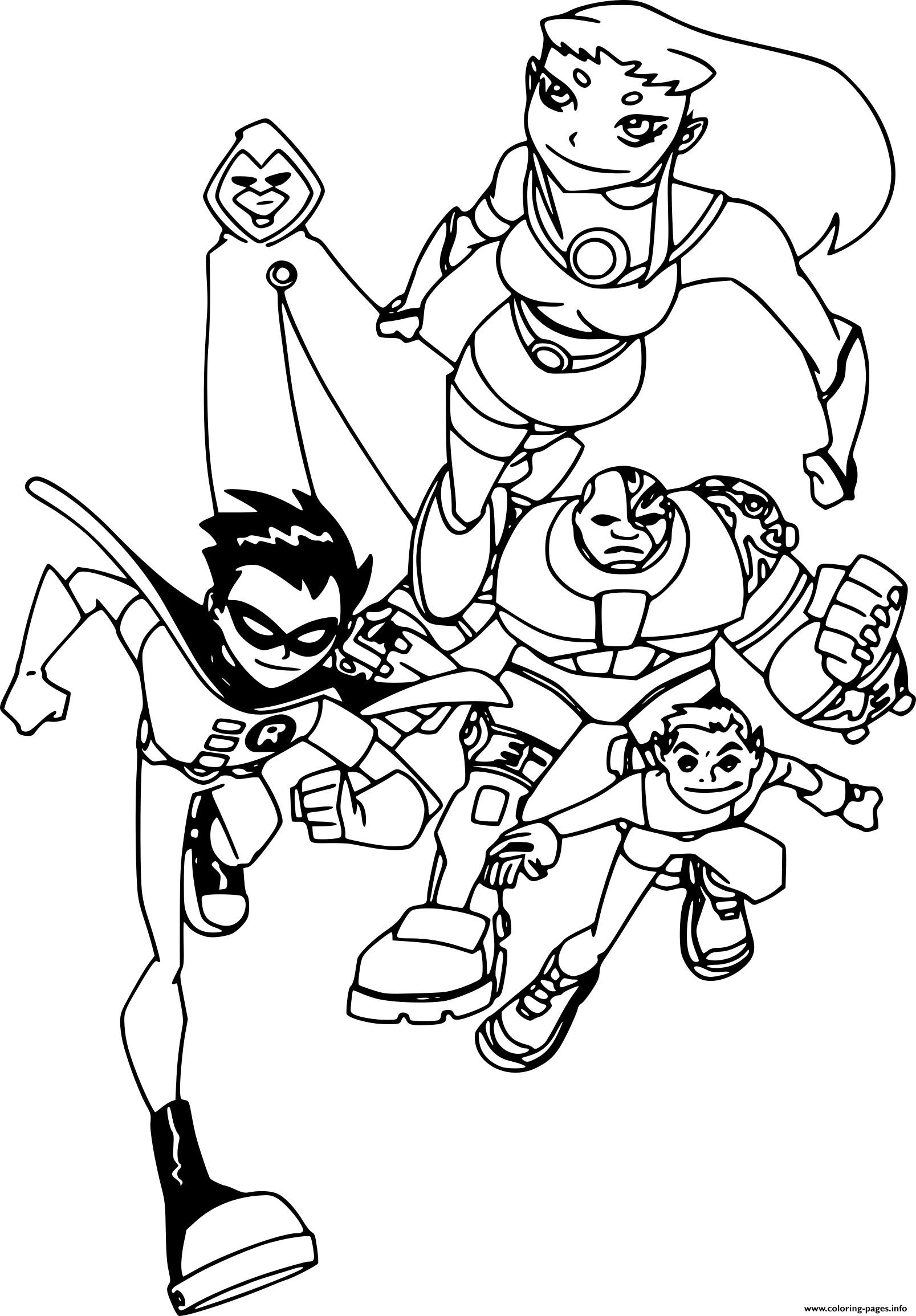 Teen Titans Team Running Coloring page Printable