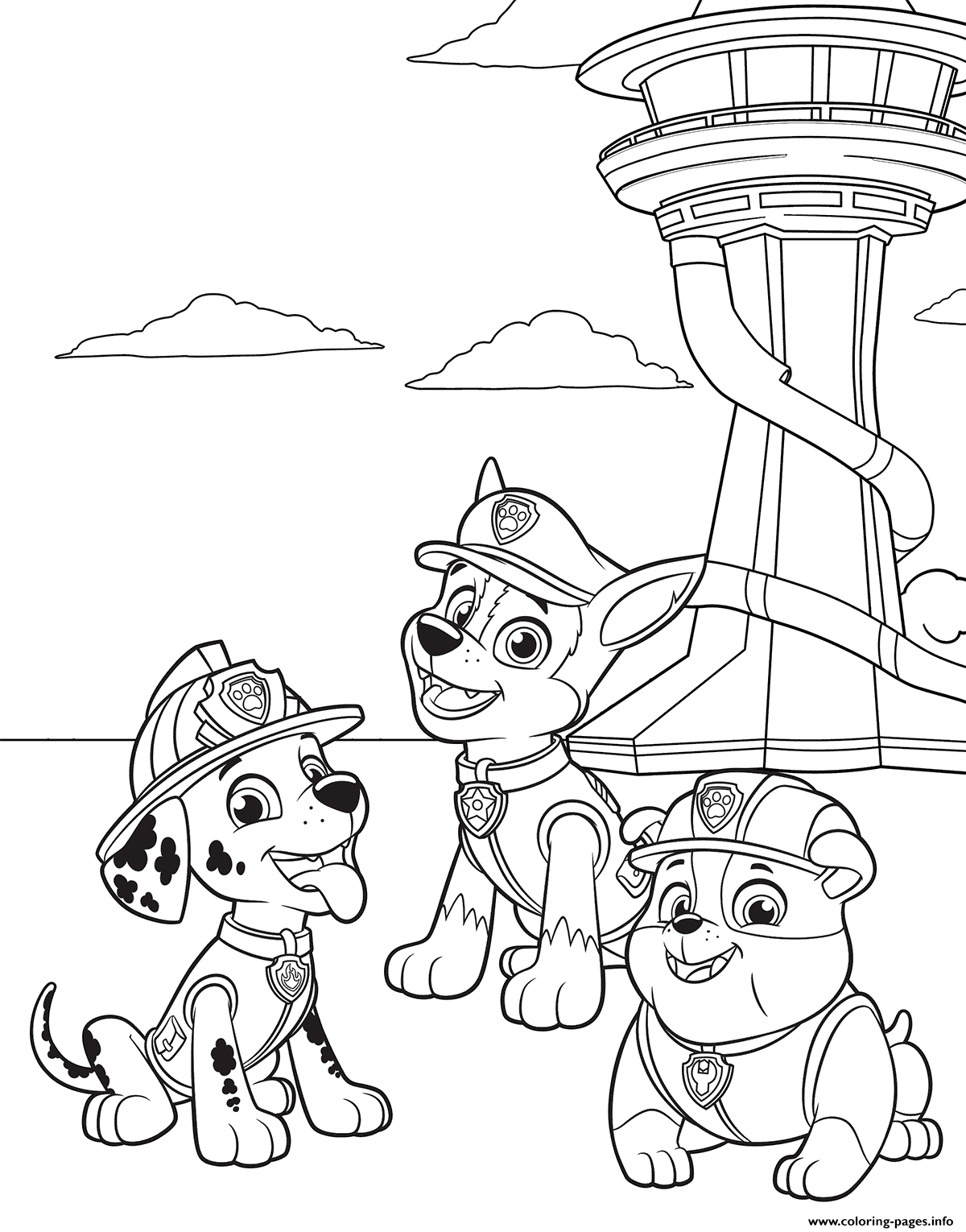 paw patrol in adventure bay coloring pages printable