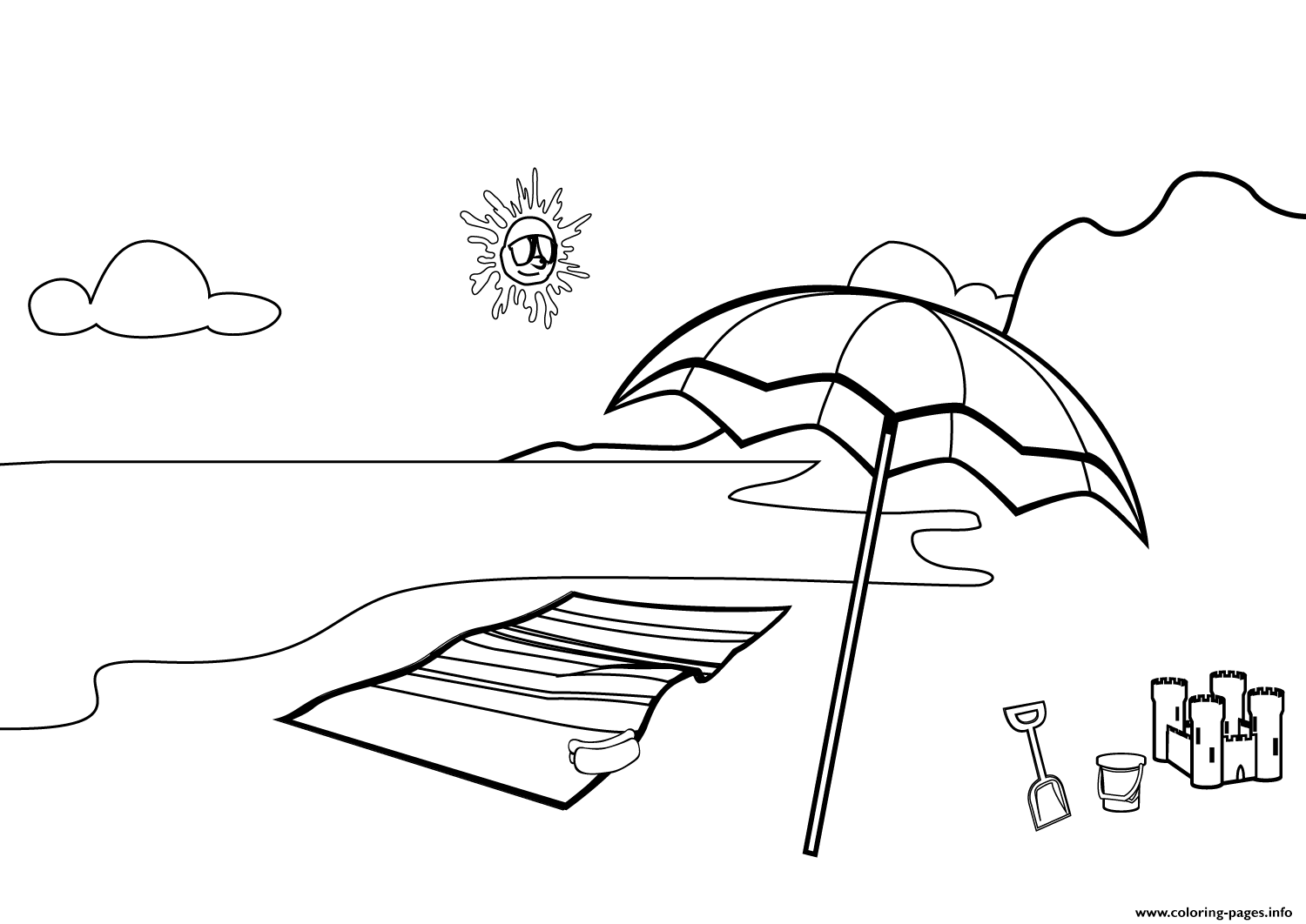 Beach Scene Coloring Pages Printable