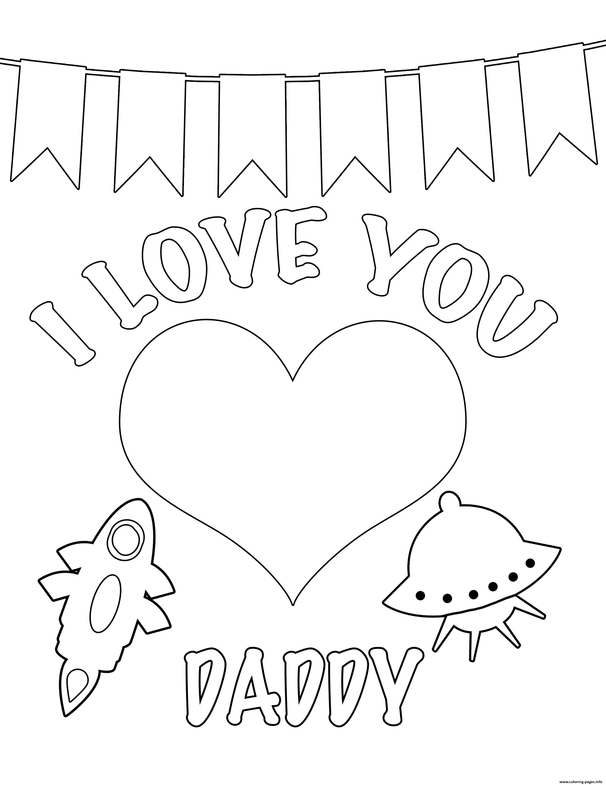 I Love You Daddy Kids Coloring page Printable