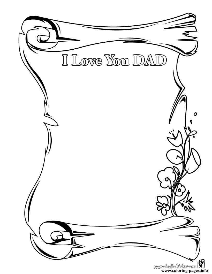 I Love You Dad Letter Fathers Day Coloring Pages Printable