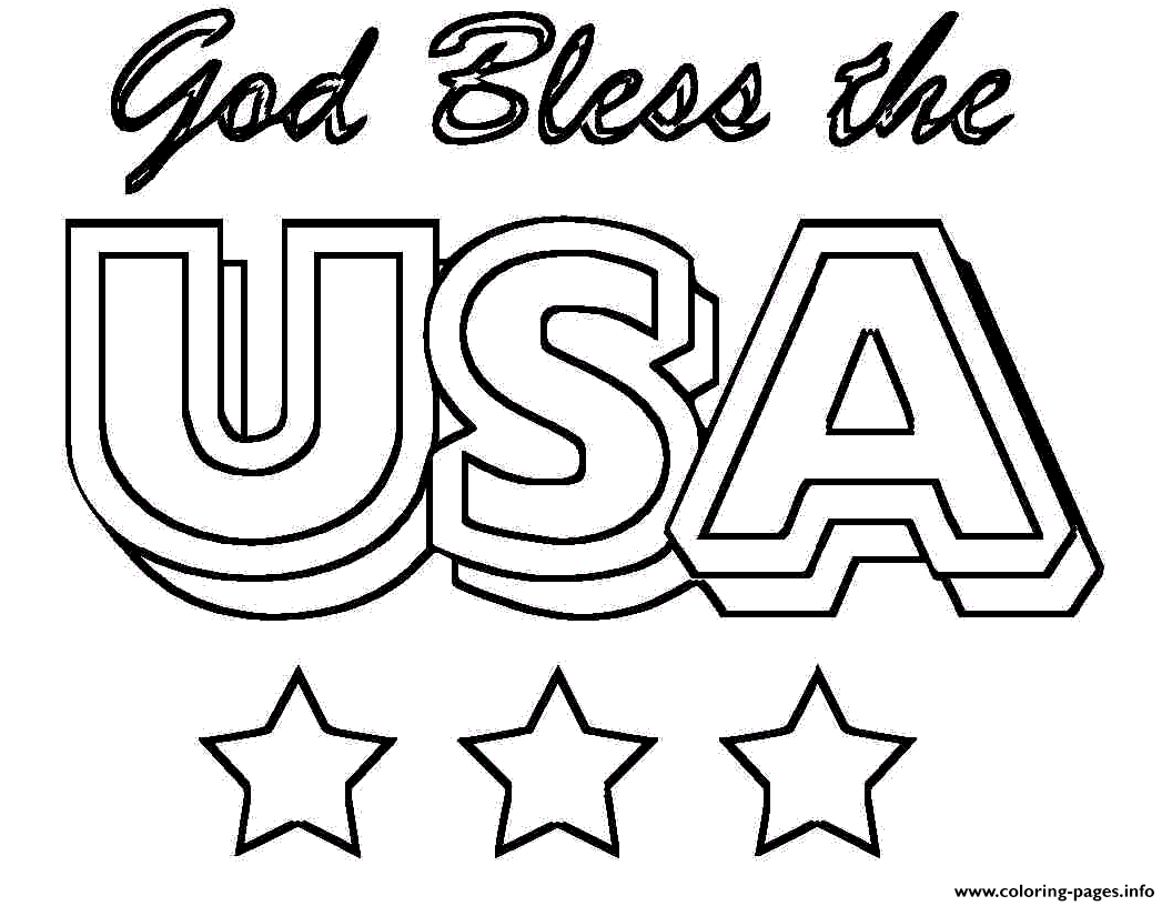 4th Of July God Bless The Usa coloring
