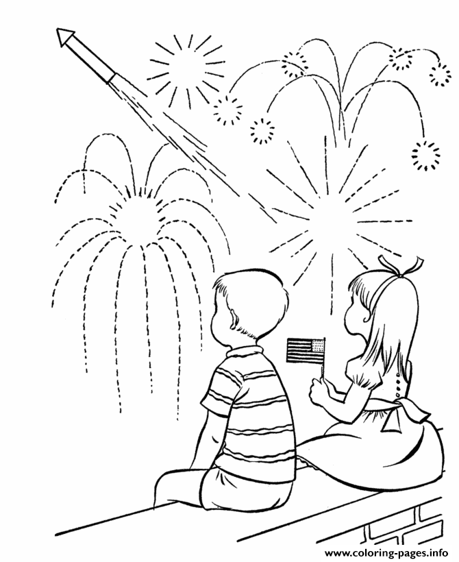 July 4th Kids Fireworks coloring