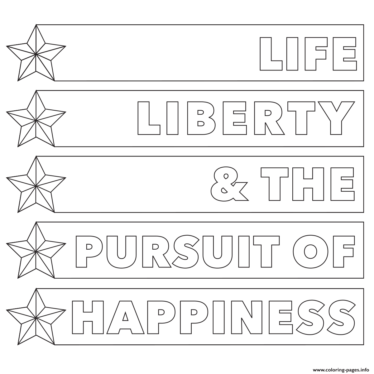 4th Of July Life Liberty Happiness coloring
