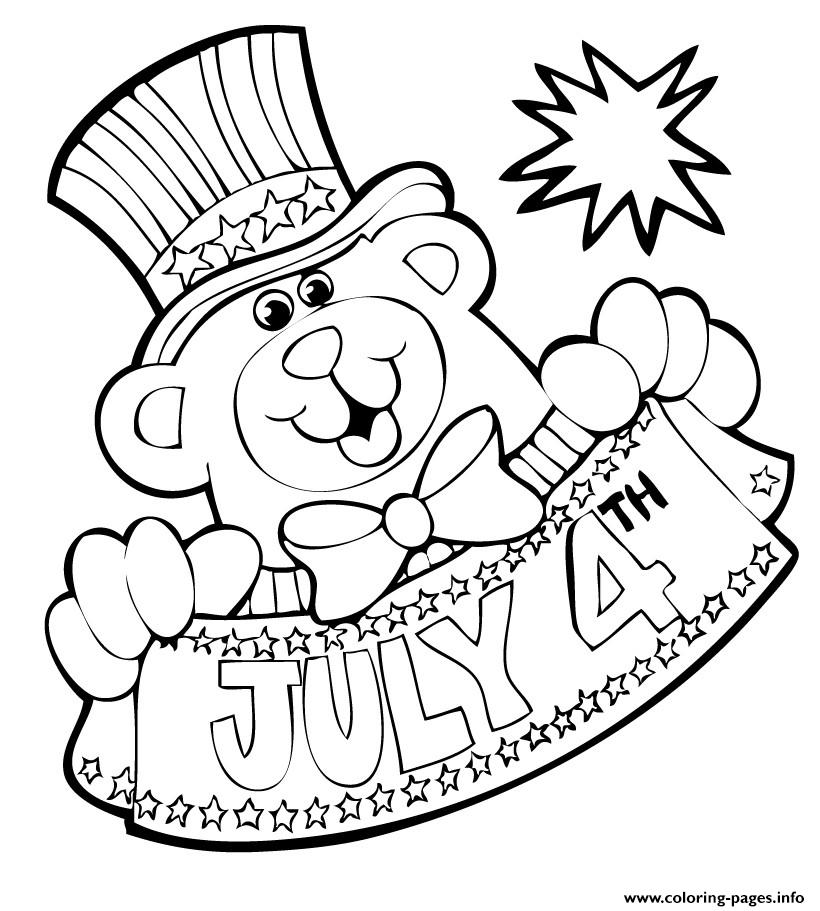 Free Fourth Of July Teddy Bear Coloring Pages Printable