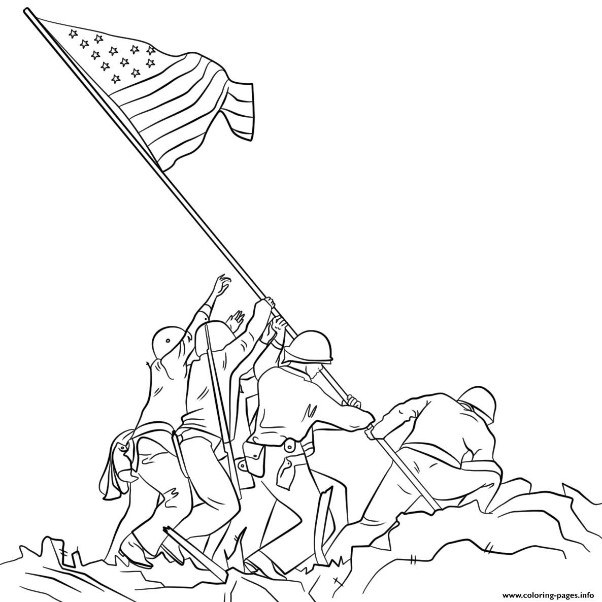 Raising The Flag On Iwo Jima coloring