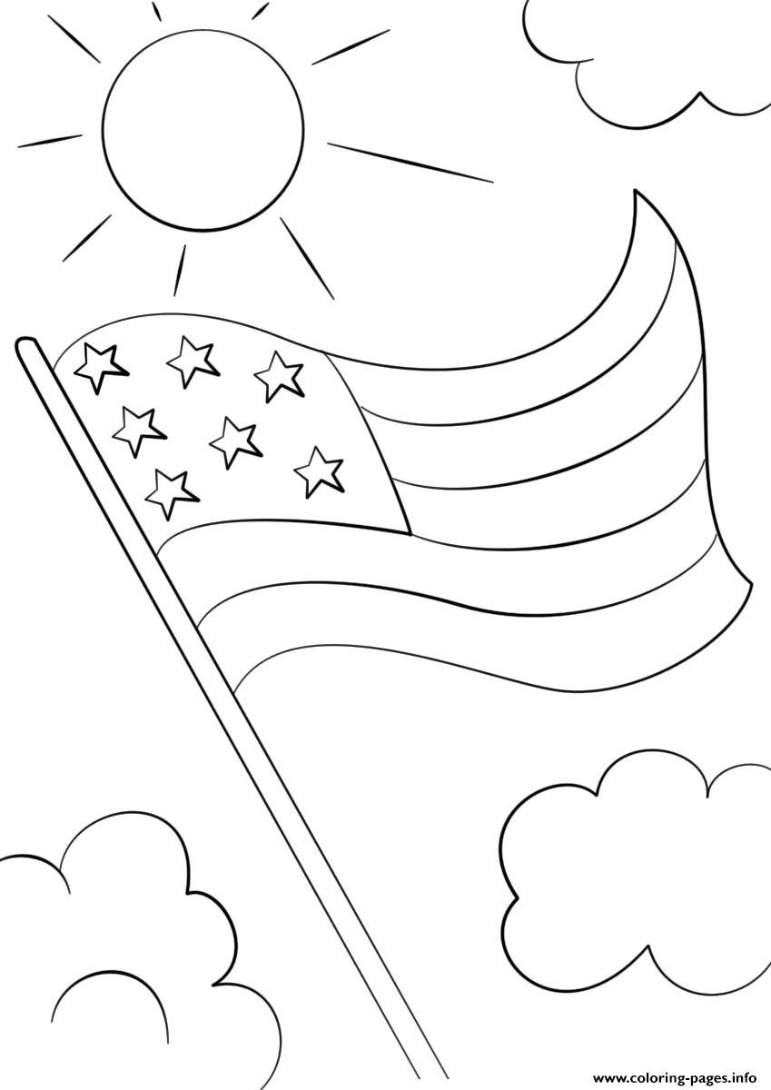 cartoon usa flag sun coloring pages printable