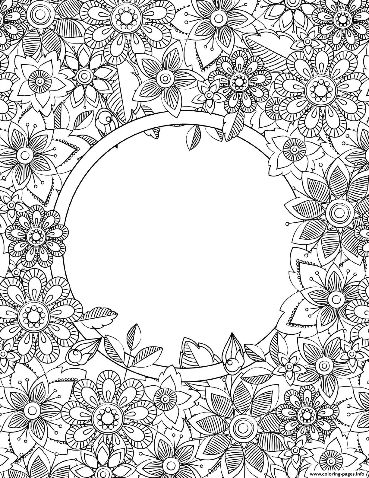 Binder Cover Adult Flowers Coloring Pages Printable
