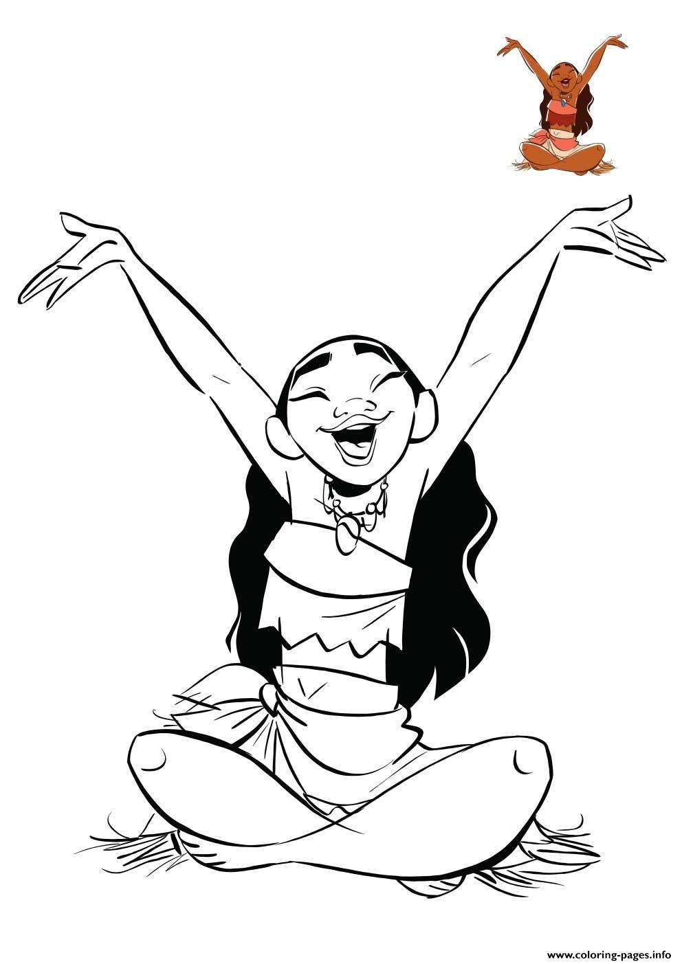 Moana Disney Princess Is Happy Coloring Pages Printable