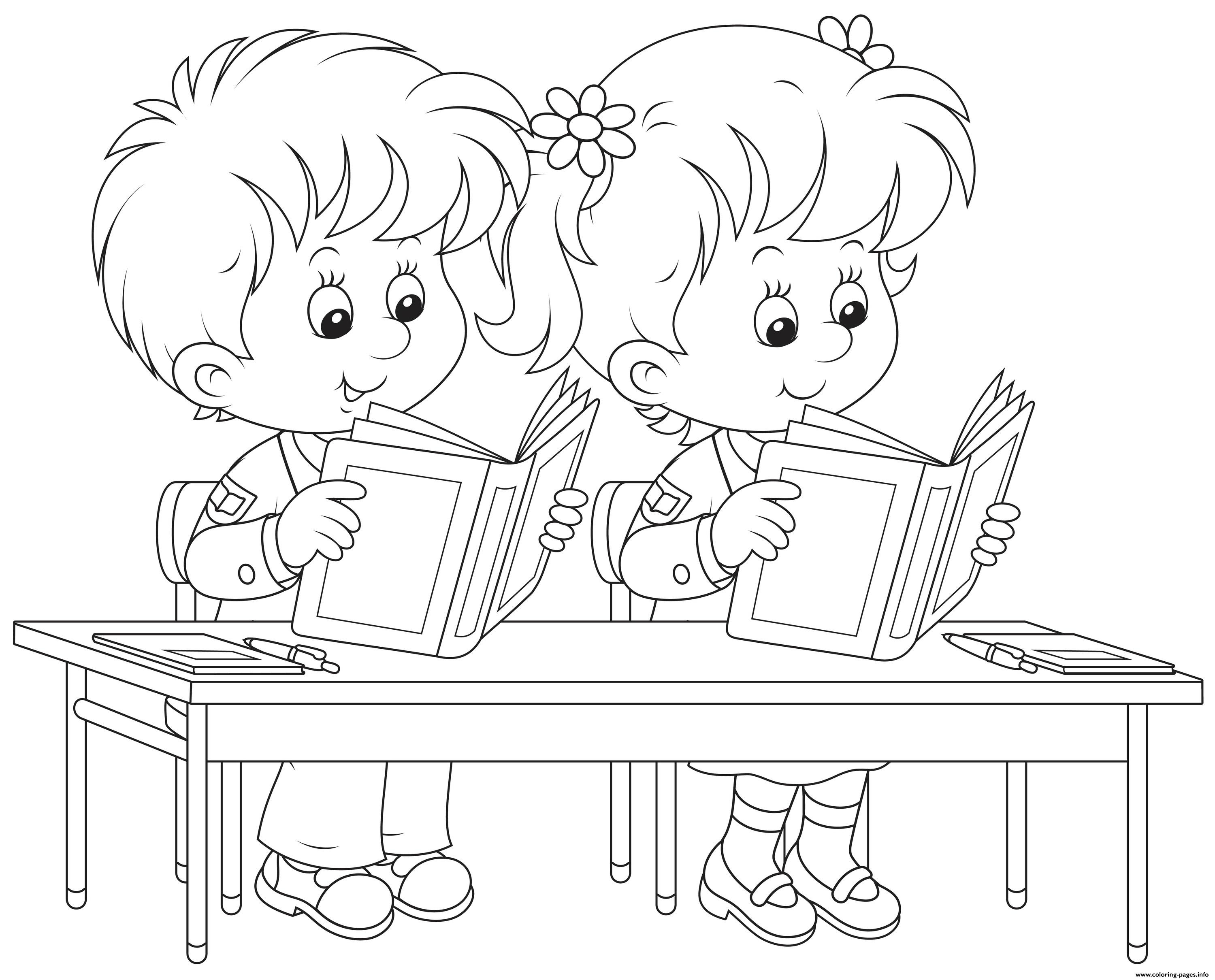 Back To School Kids Reading Books coloring