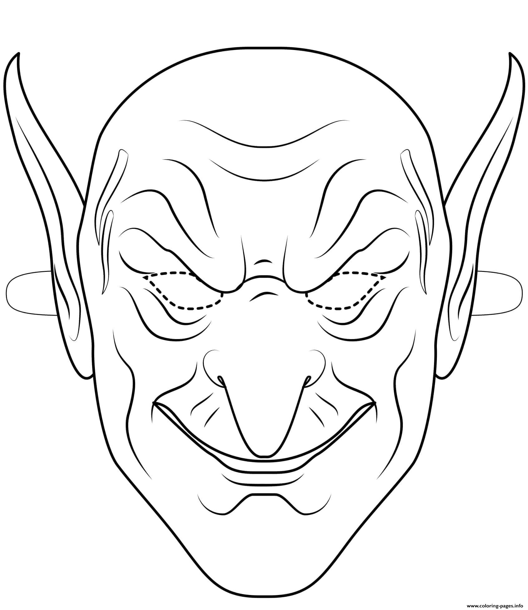 Green Goblin Mask Outline Halloween coloring