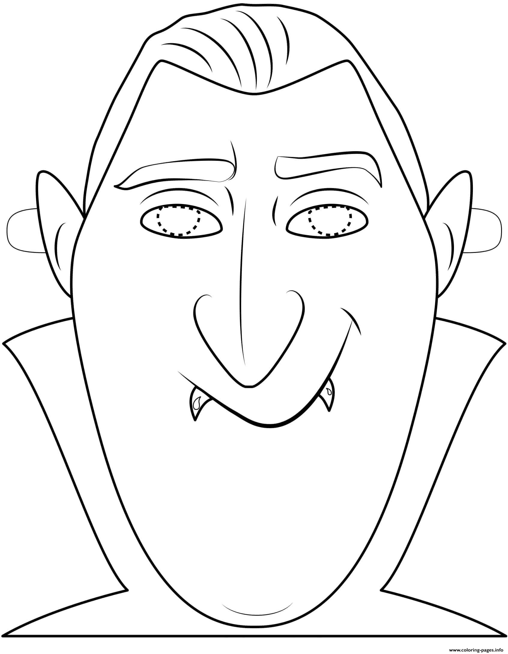 Dracula Mask Outline Halloween coloring