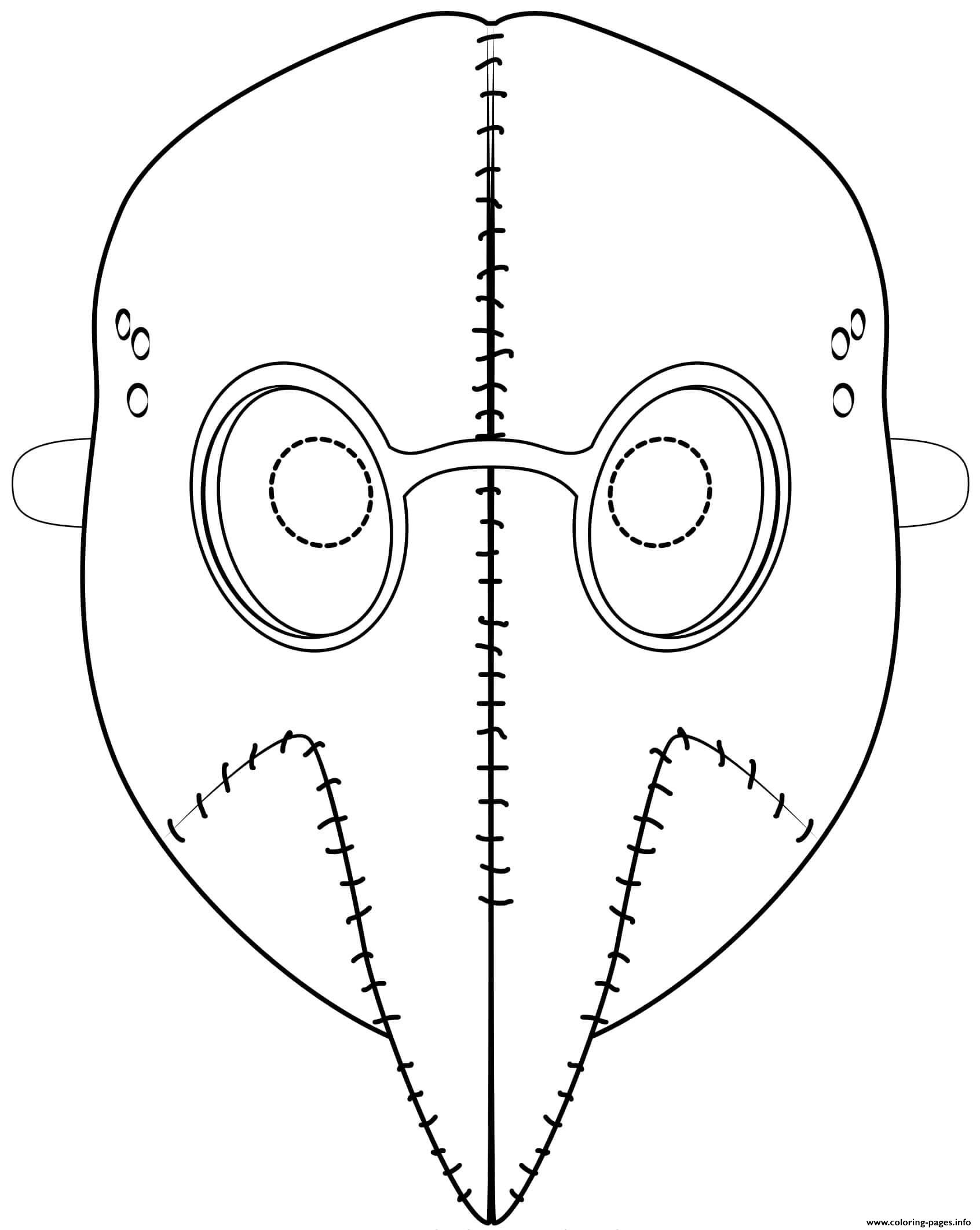 Plague Mask Outline Halloween coloring