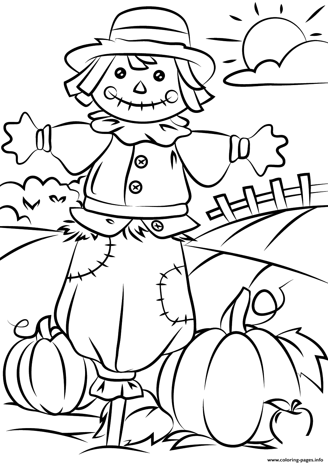 Autumn Scene Fall Coloring Pages Printable