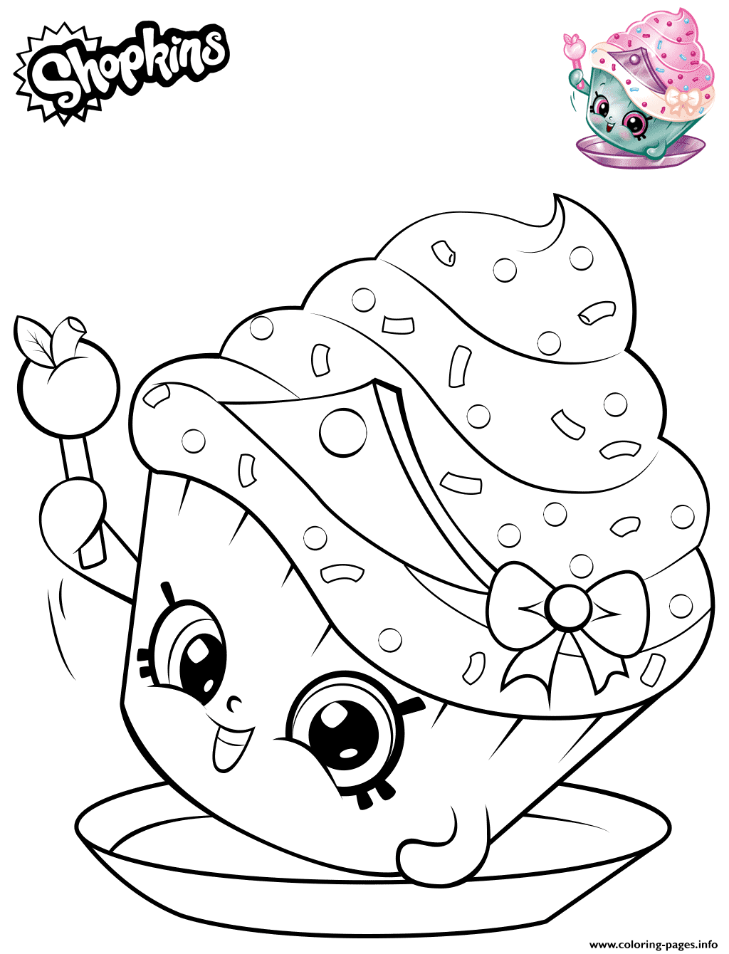 Shopkins Cupcake Princess Coloring Pages Printable