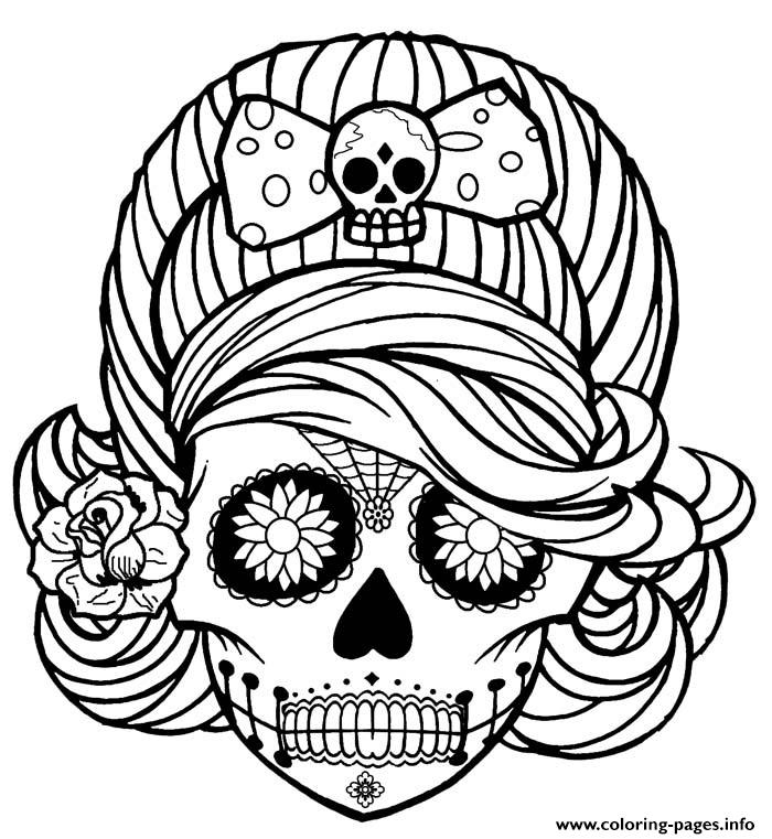 Girl Skull For Teens coloring