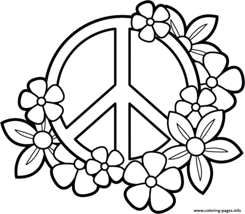 Peace Flowers For Teenage Girls coloring