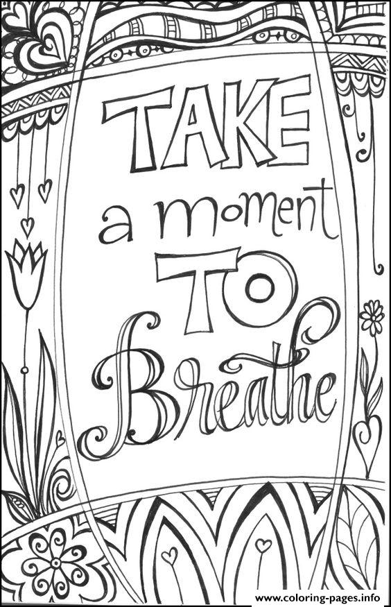Take A Moment To Breathe For Teens coloring
