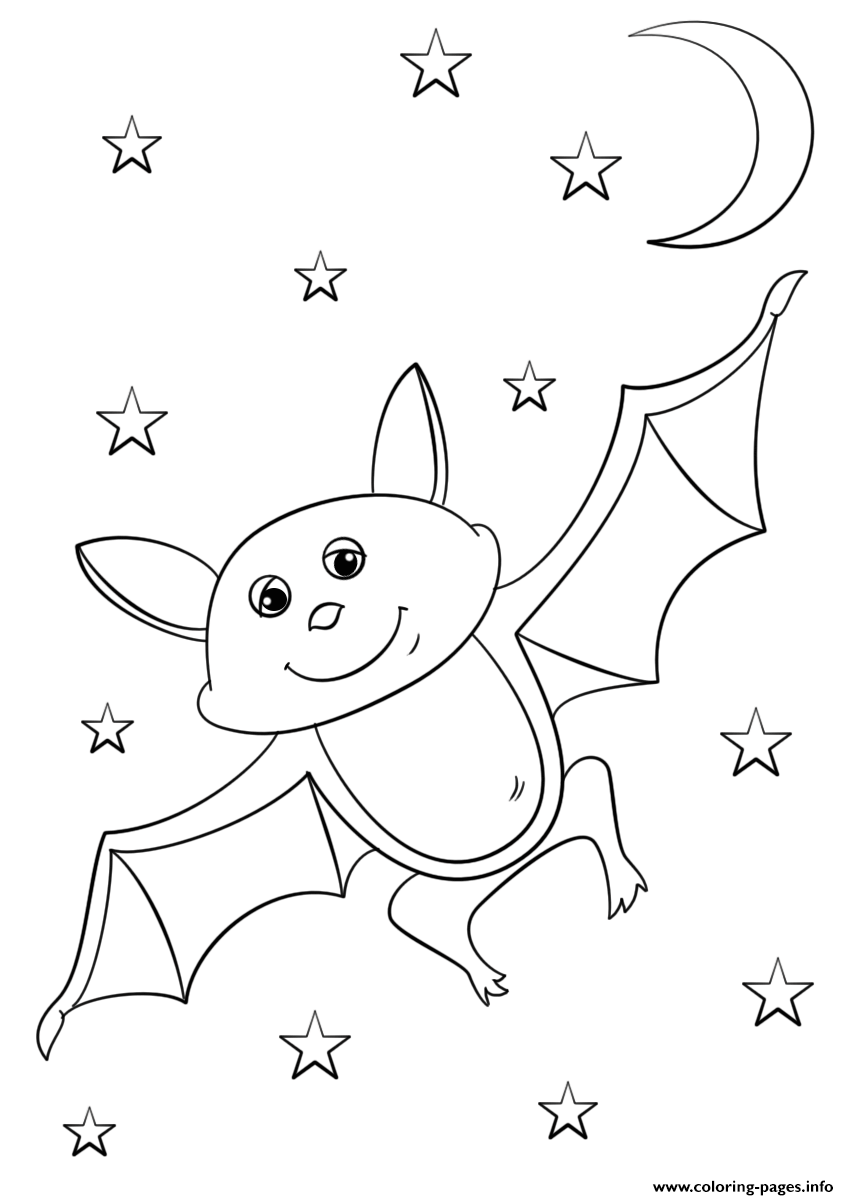 bat coloring halloween cartoon bats printable upside preschool template down outline crafts