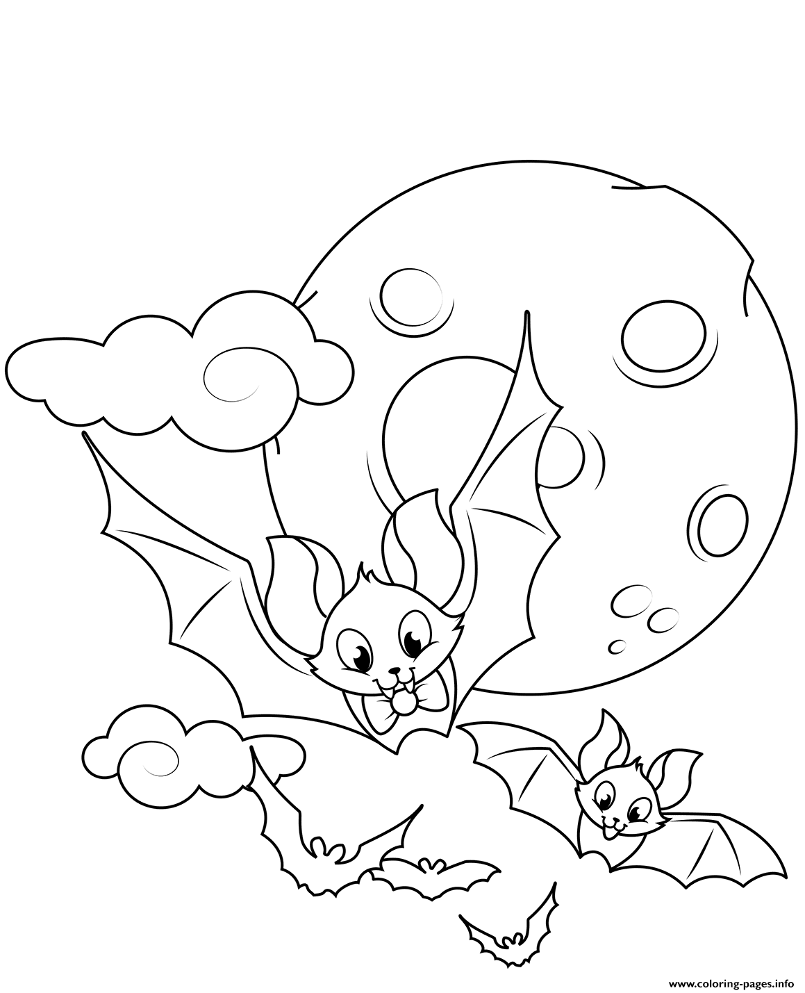 Cute Halloween Bat Coloring Pages