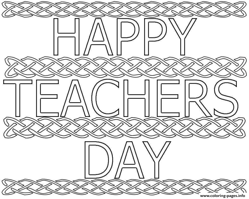 Happy Teachers Day Kids Coloring Page Printable