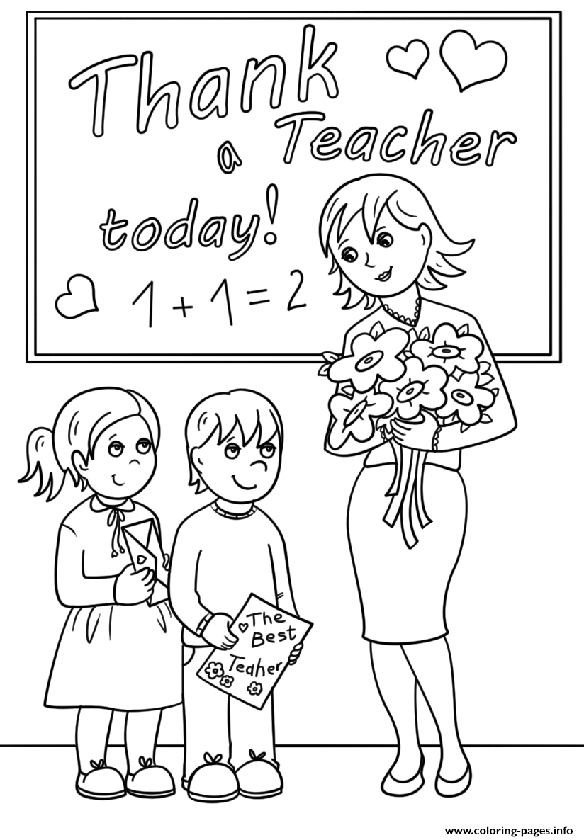 Thank A Teacher Today Coloring Page Coloring Pages Printable