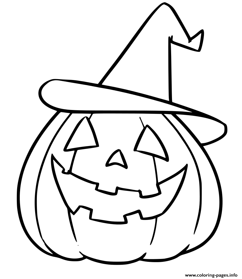 Pumpkin With Hat Halloween coloring