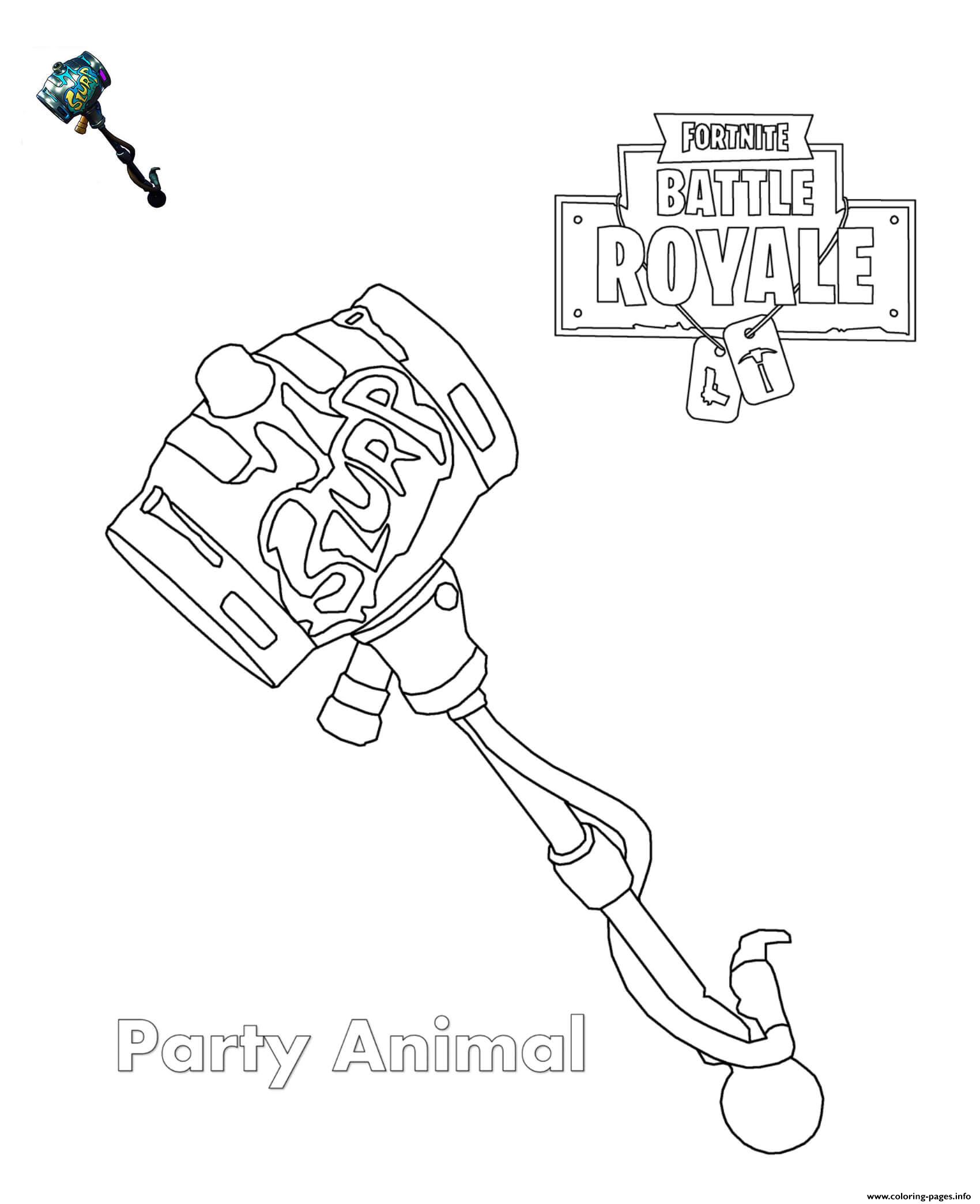Fortnite Skins Drawings With The Party Animal Pickaxe Darwing Party Animal Fortnite Coloring Pages Printable