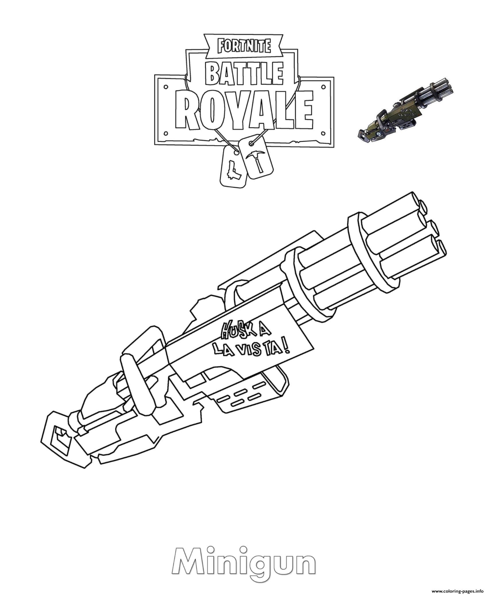 Minigun Fortnite Coloring Pages Printable