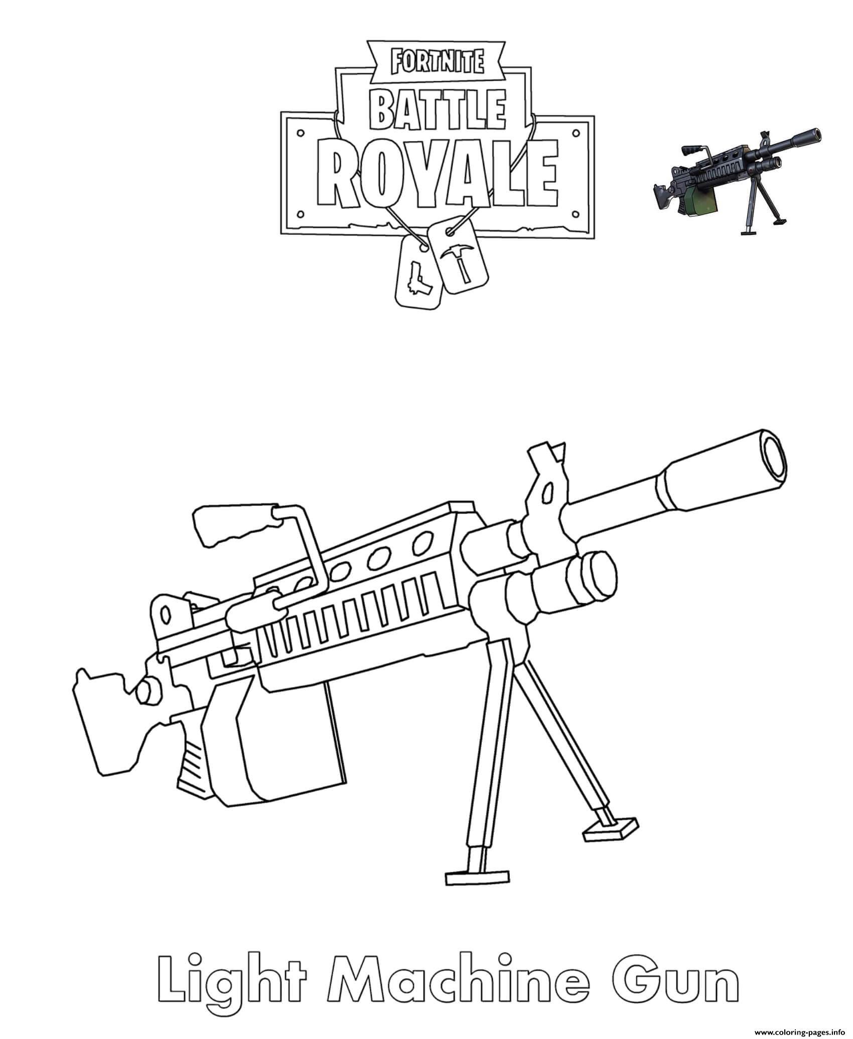 Light Machine Gun Fortnite Battle Royale Coloring Pages Printable - 