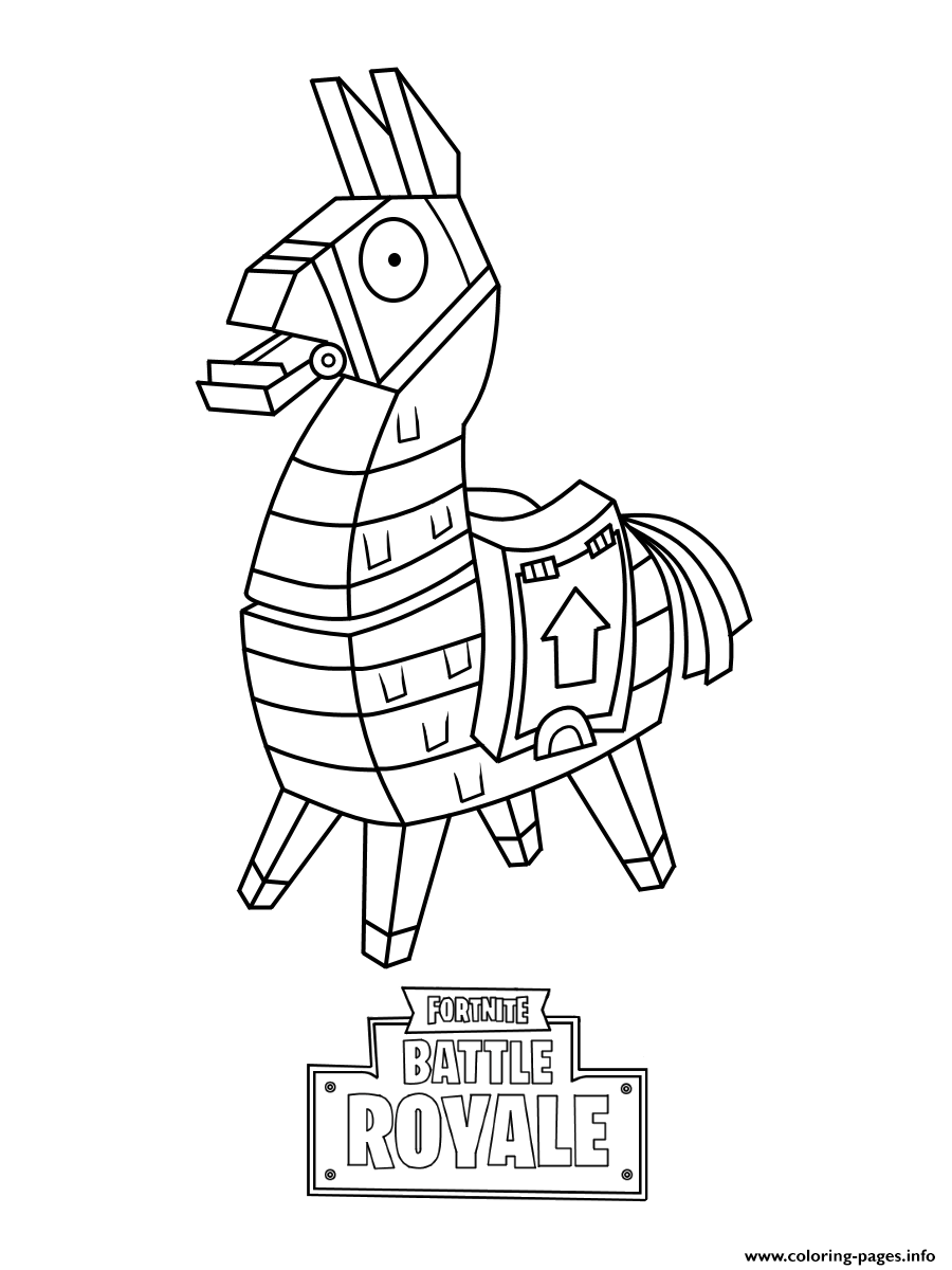 mini fortnite lama skin coloring pages printable