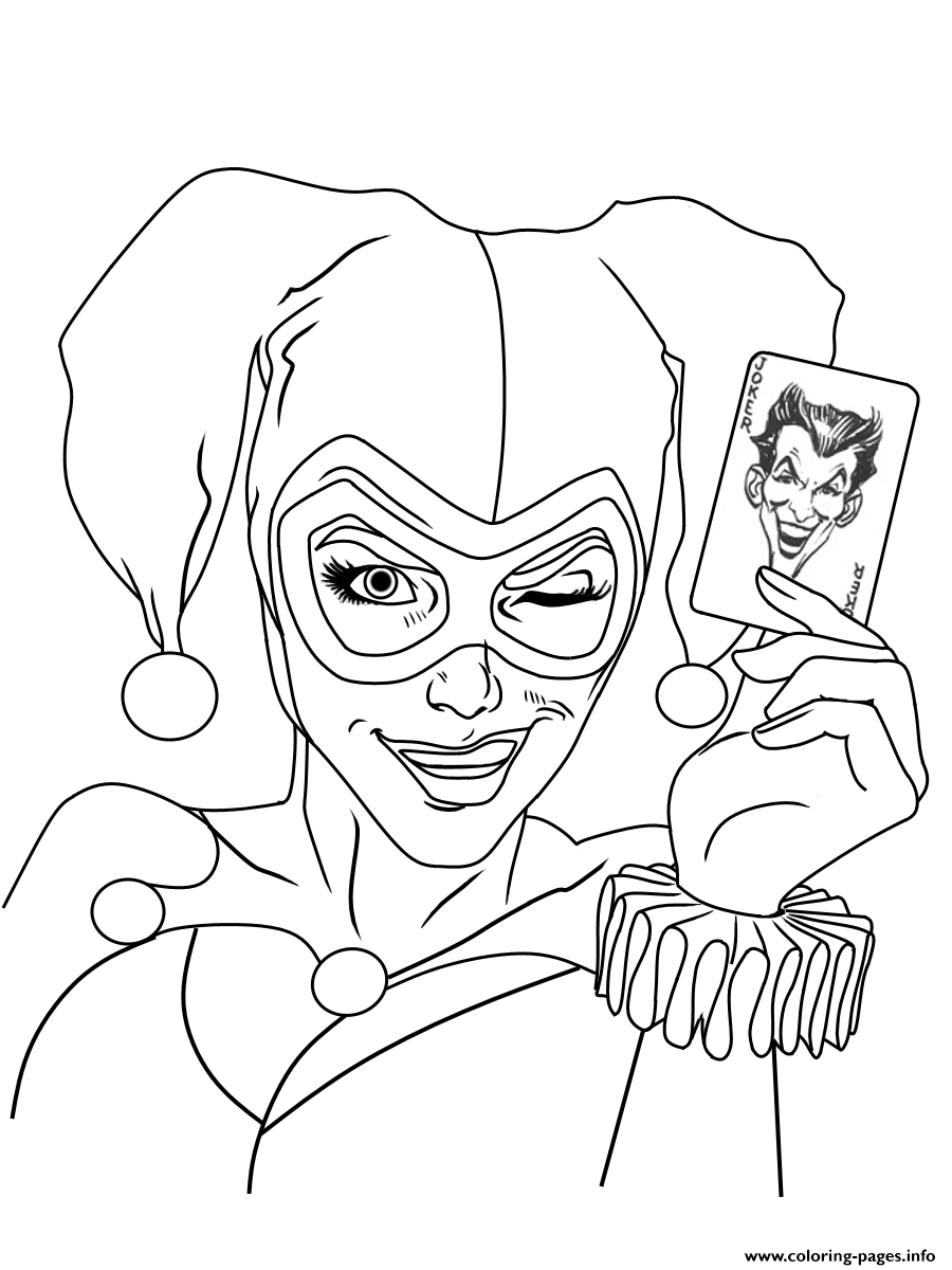 Harley Quinn Joker Card Dc Universe Coloring Page Printable