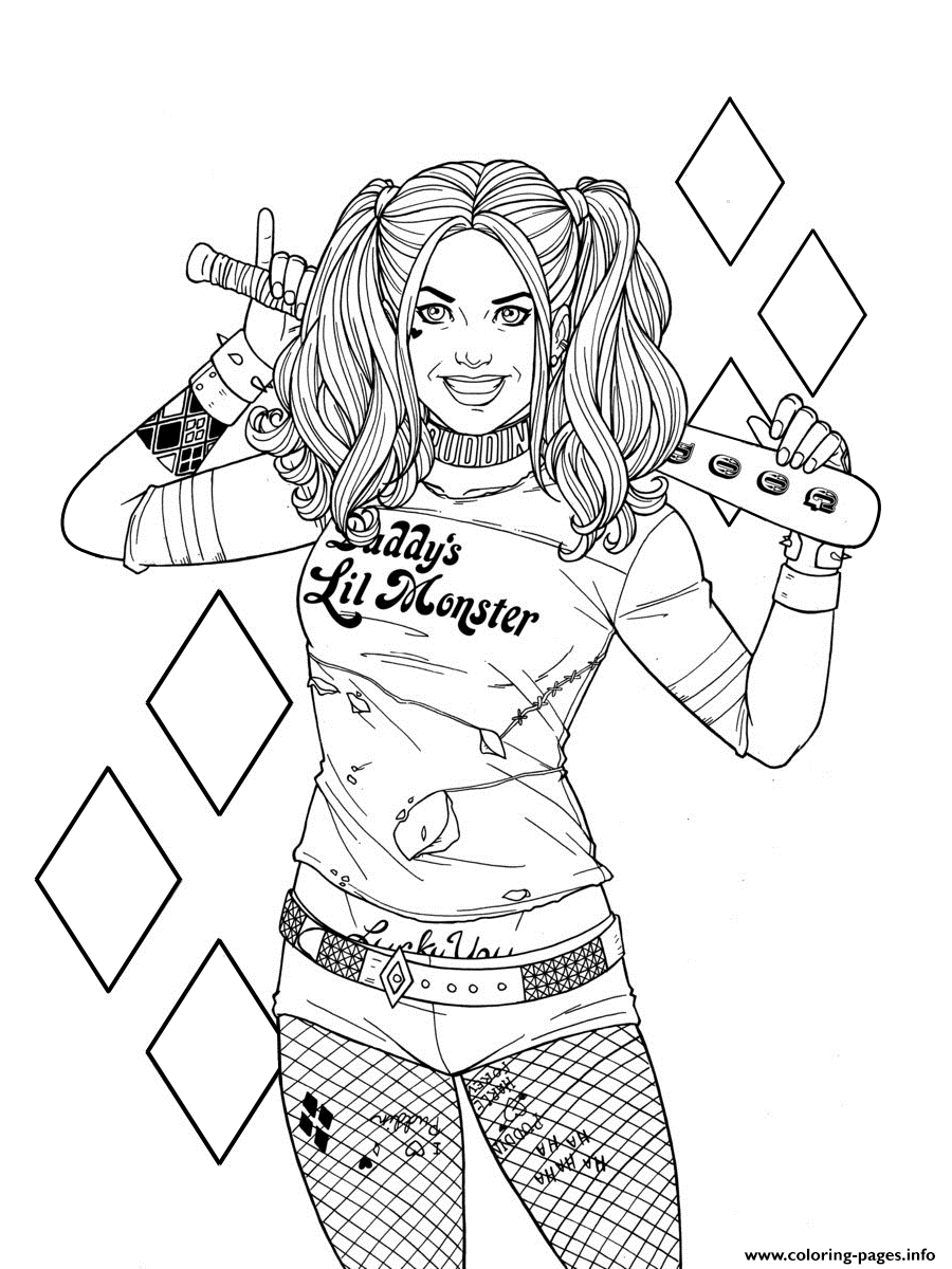Harley Quinn Tattoo Lil Monster Coloring Page Printable