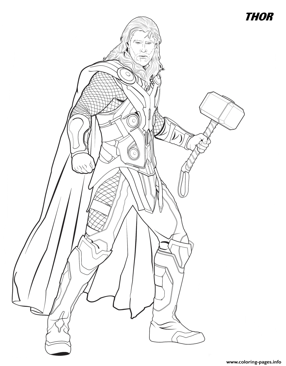 Thor From The Avengers Coloring page Printable