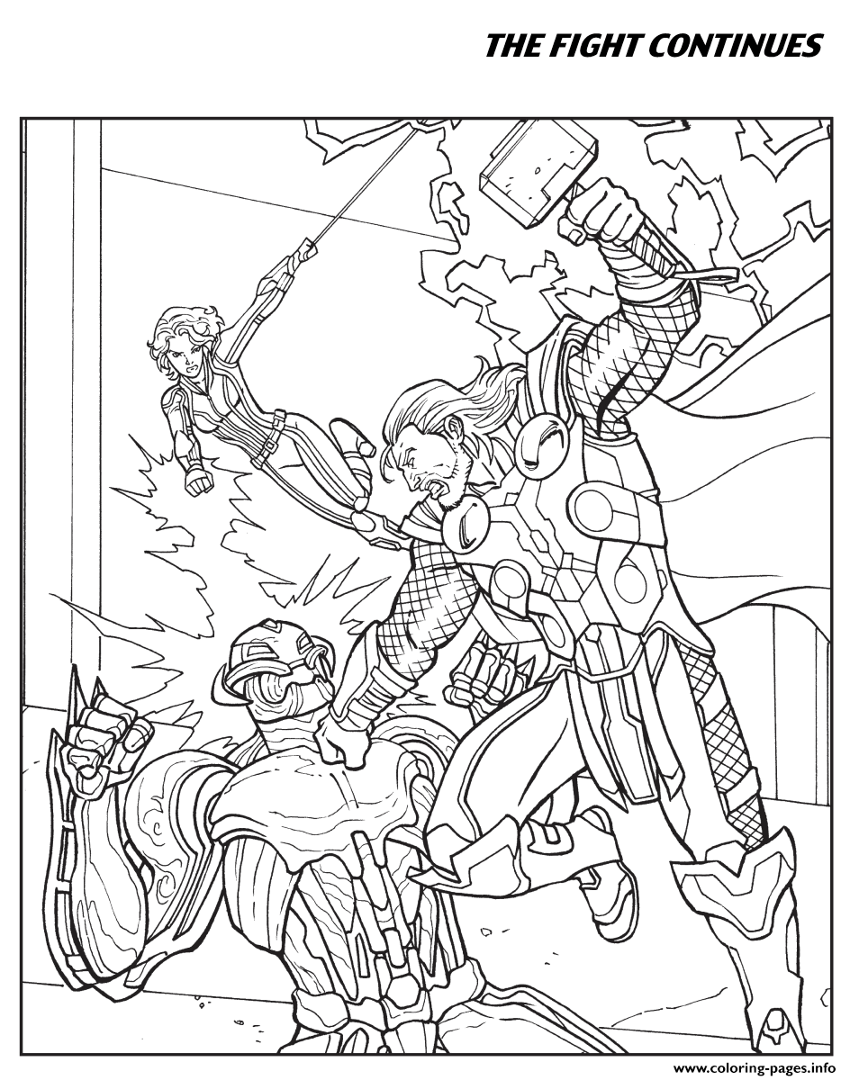 The Fight Continues Avengers Coloring page Printable