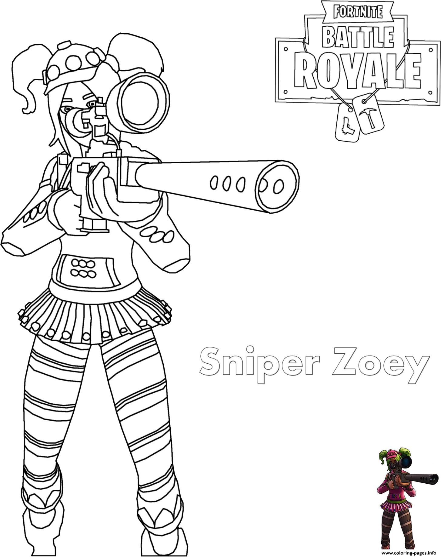 Zoey Sniper Rifle Fortnite Coloring Pages Printable