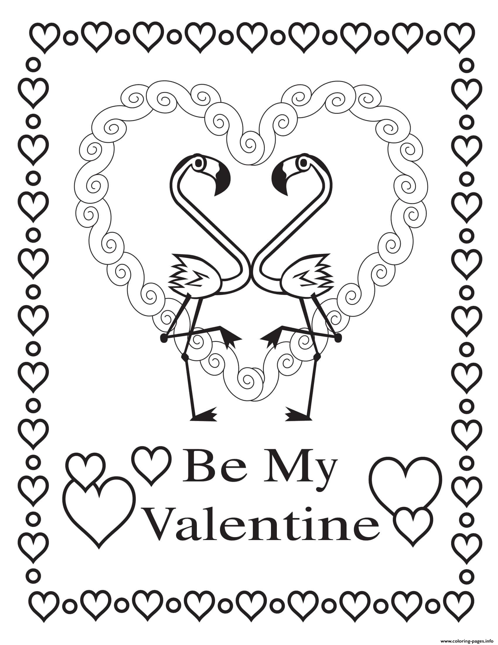 Valentine Flamingoes coloring