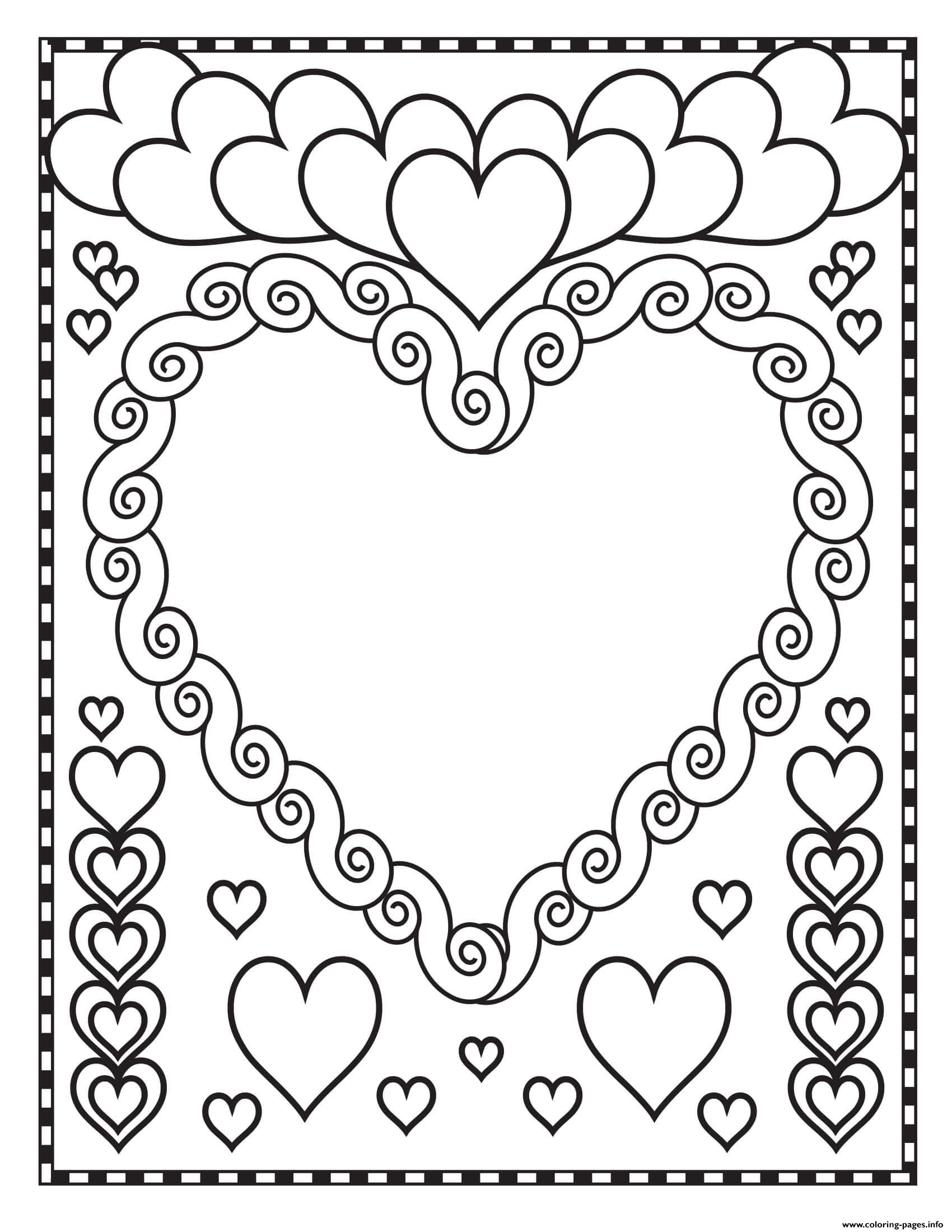 Valentine Hearts Blank coloring