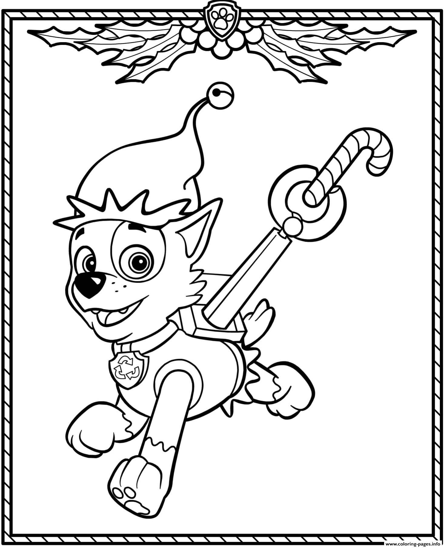 Download Paw Patrol Holiday Christmas Rocky Coloring Pages Printable