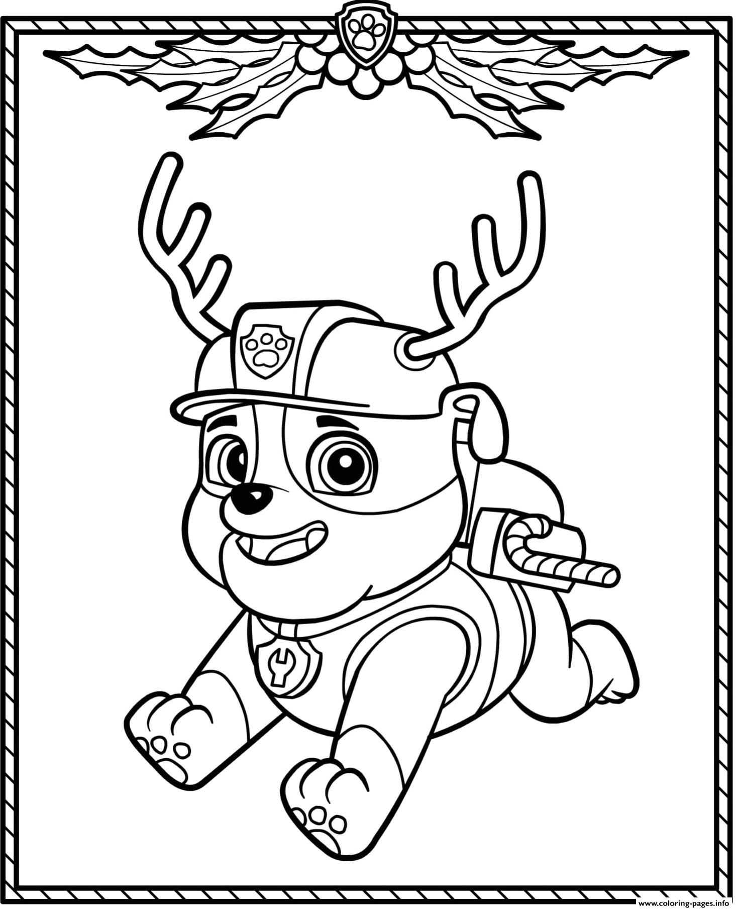 Paw Patrol Holiday Christmas Rubble coloring