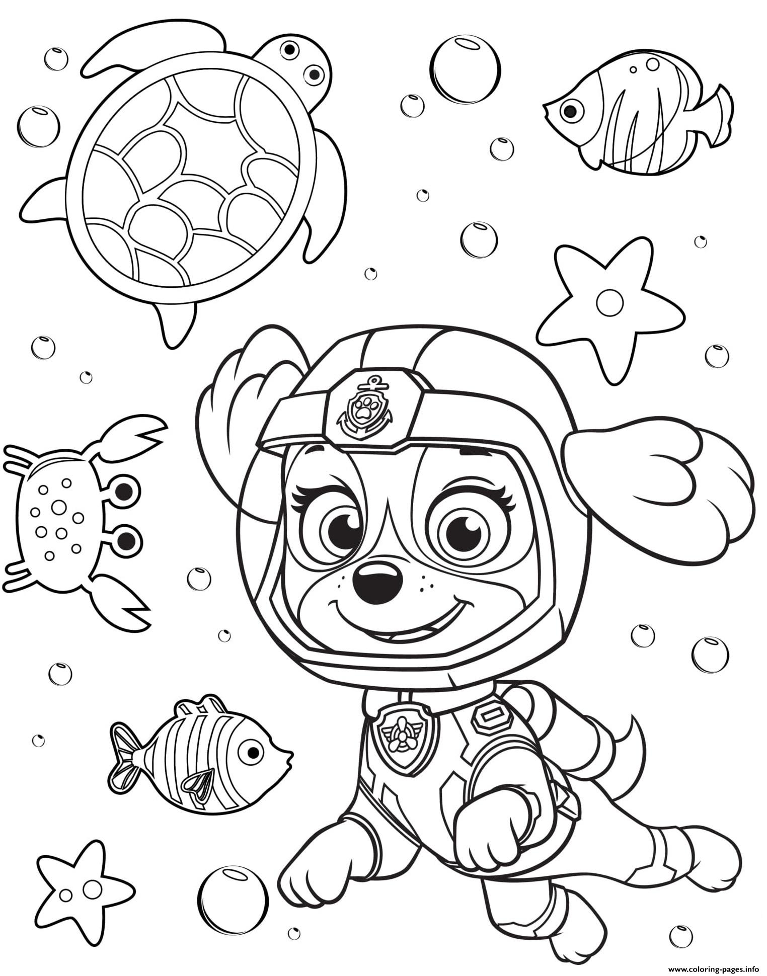 Download Sea Patrol Skye Paw Coloring Pages Printable