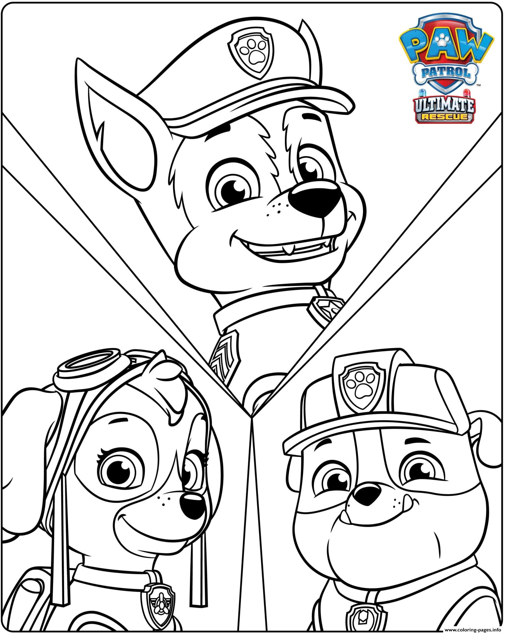  Paw  Patrol  Ultimate Rescue  Chase Skye Rubble Coloring  