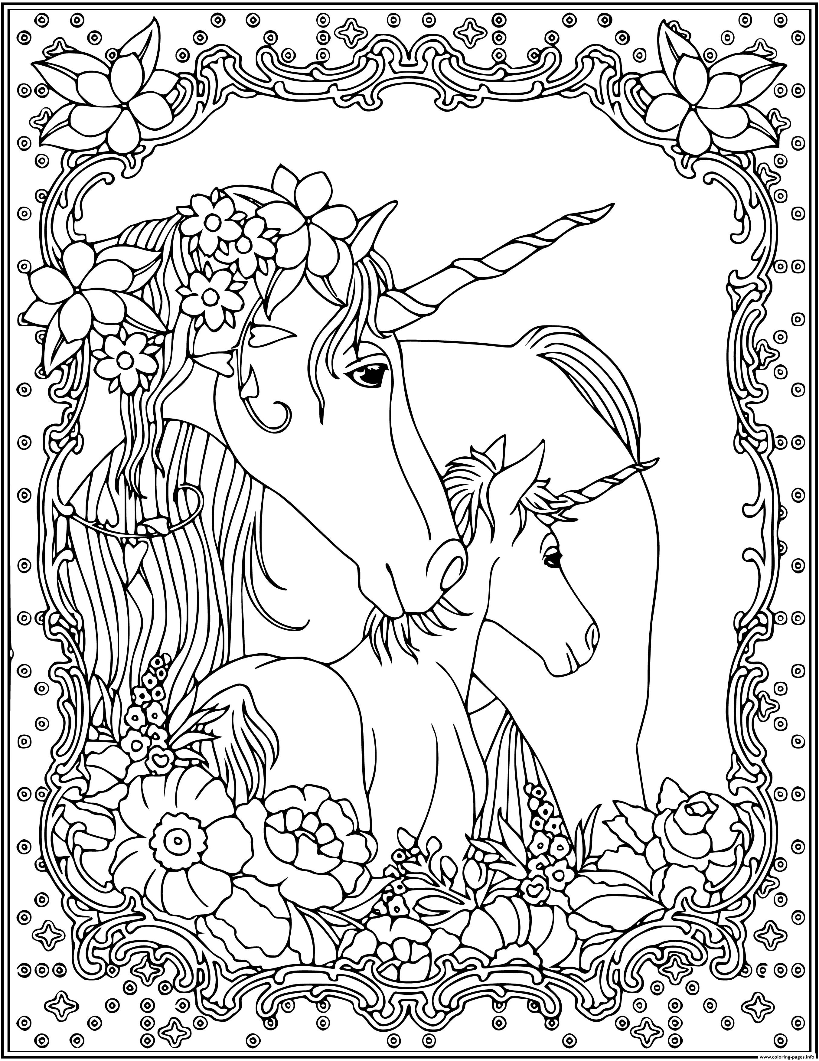 Unicorn Head Adult Coloring page Printable
