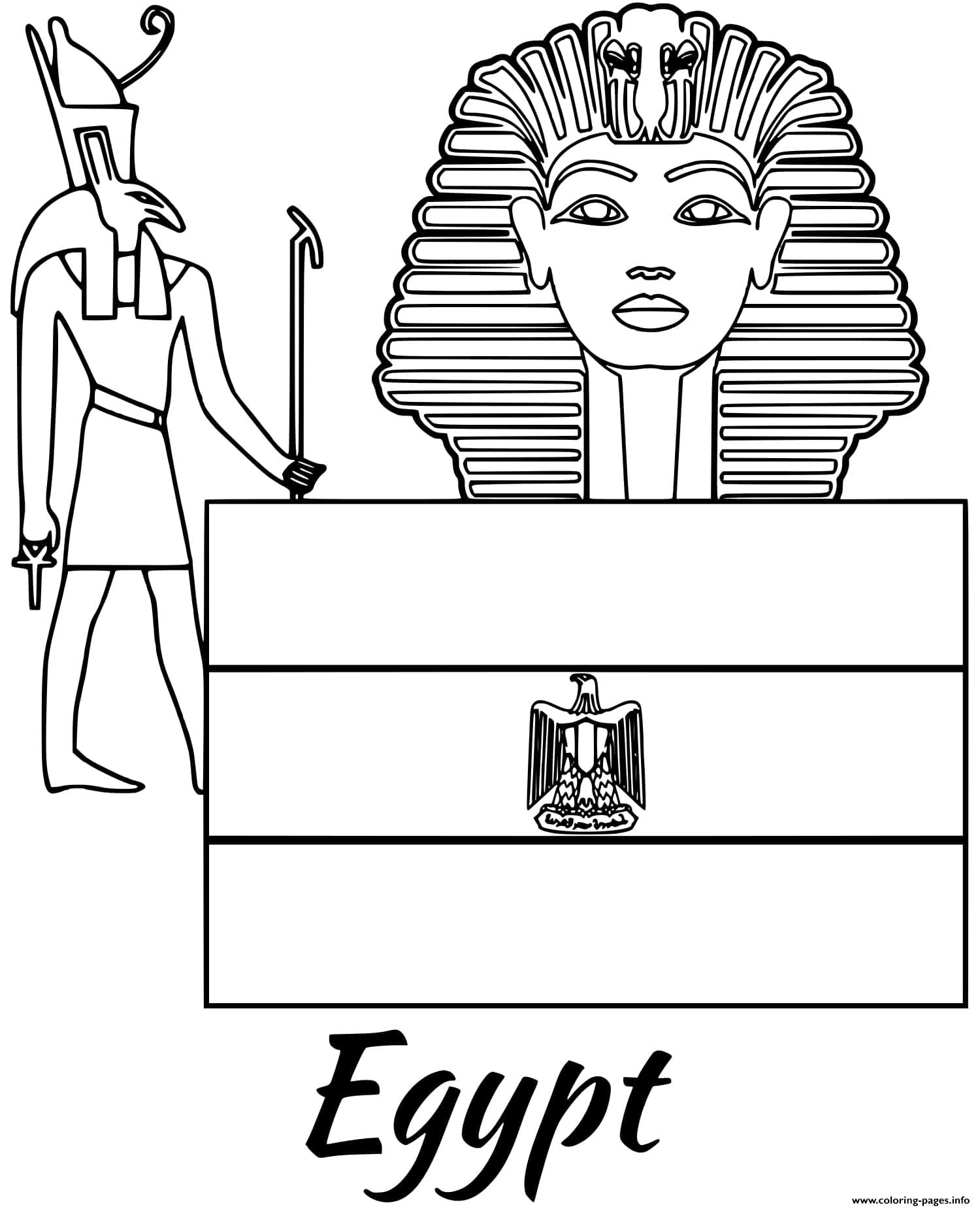 Download Egypt Flag Sphinx Coloring Pages Printable